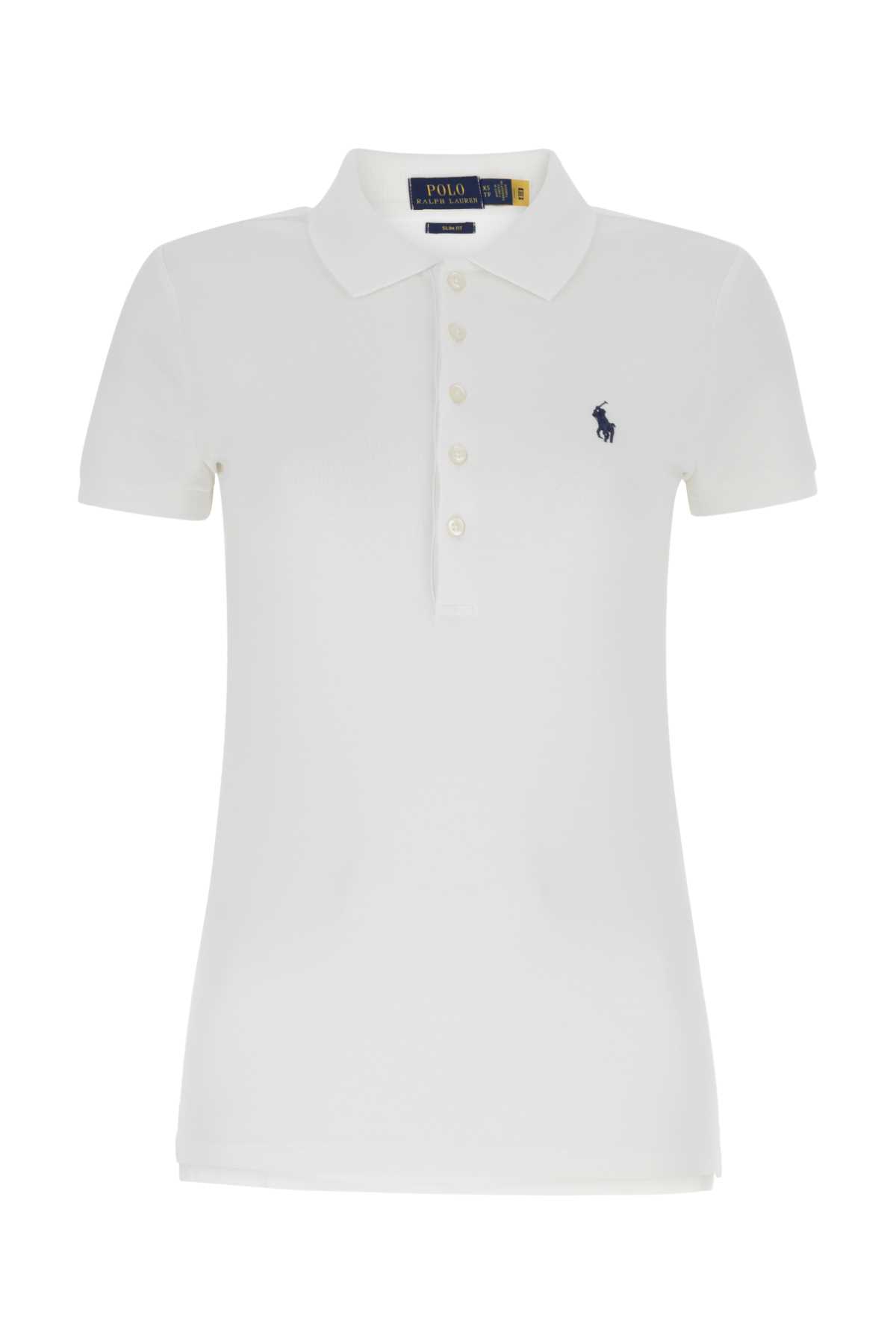 Shop Polo Ralph Lauren White Stretch Piquet Polo Shirt