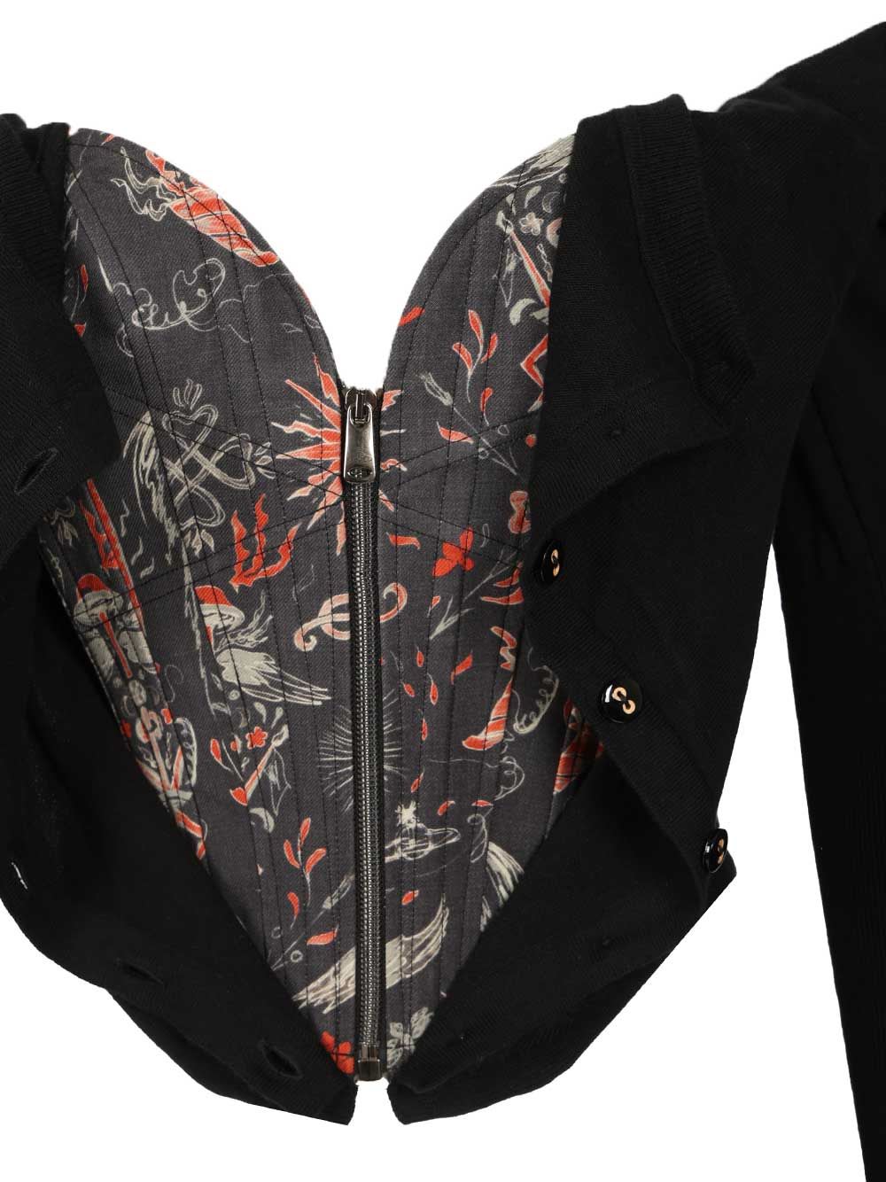 Vivienne Westwood Mens Black Bea Corset Cotton And Cashmere-blend Cardigan In Black