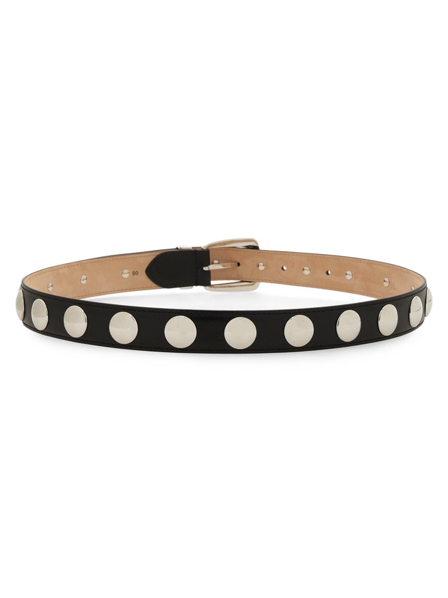 Khaite Benny Belt Whit Silver Stud Bucke In Black