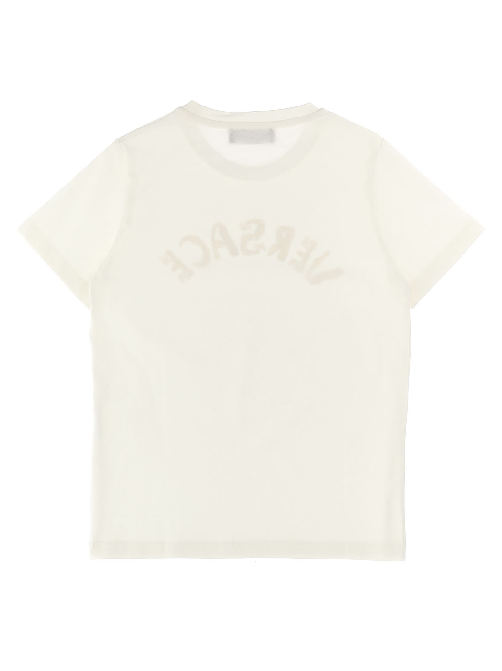 Shop Young Versace La Vacanza Capsule Logo Print T-shirt In White