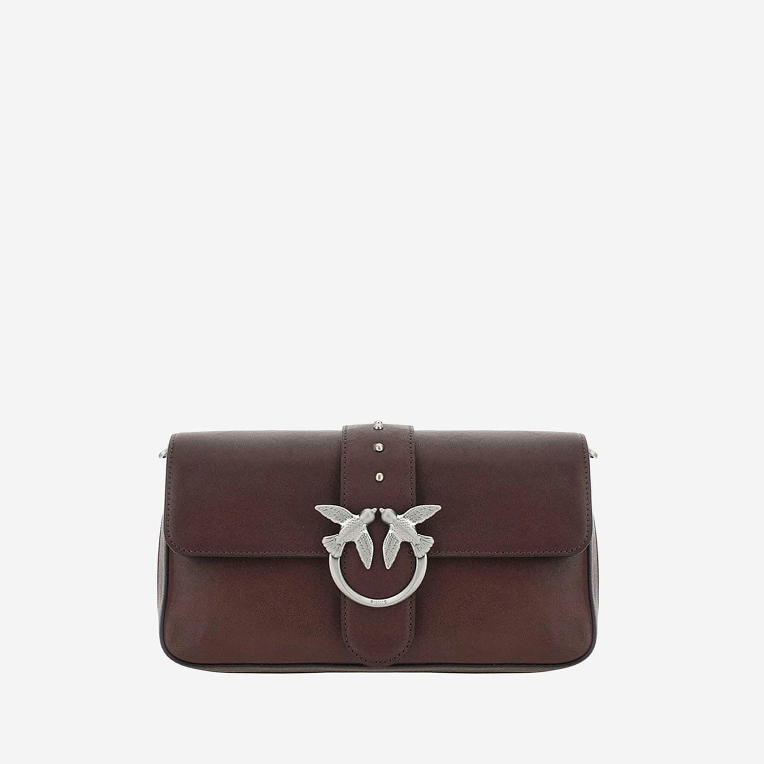Pinko Medium Leather Classic Love Bag Slouchy Shoulder Bag With Zip In Brown