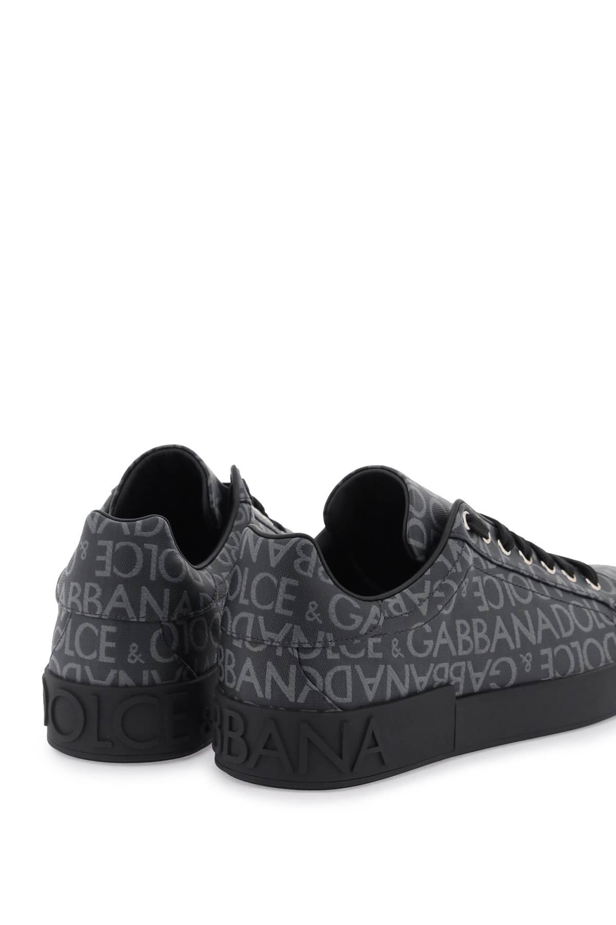 Shop Dolce & Gabbana Portofino Jacquard Sneakers In Nero/grigio