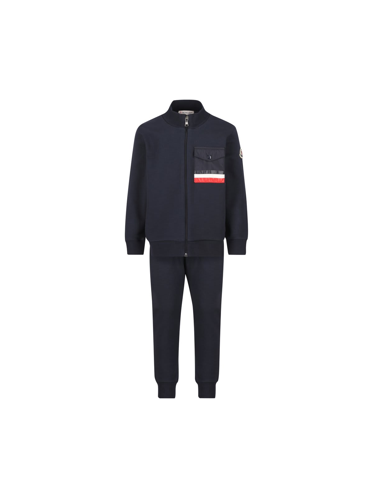 Moncler Tricolor Turtleneck Tracksuit In Blue
