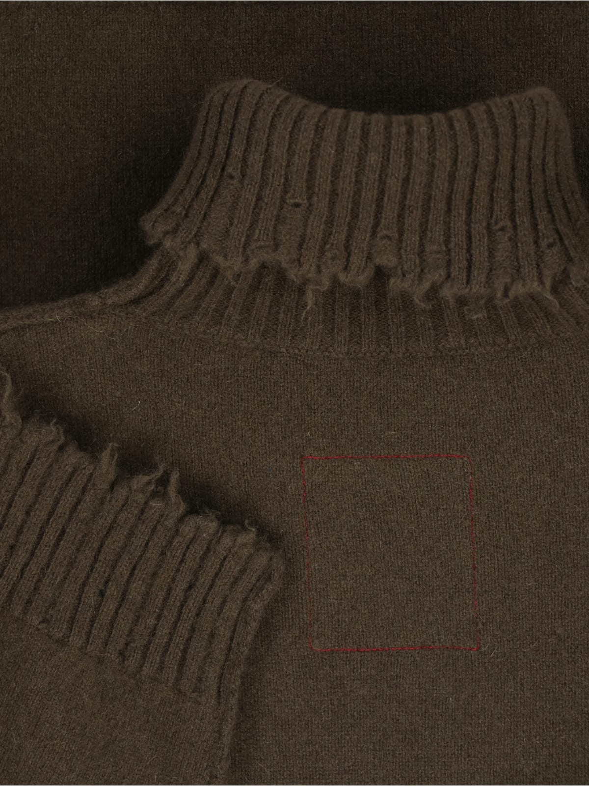 Uma Wang Omens Army Green Distressed High-neck Cashmere Jumper In Green