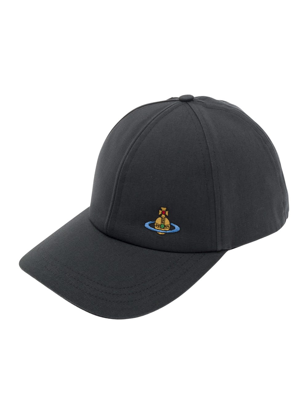 Shop Vivienne Westwood Blue Baseball Cap With Orb Embroidery In Cotton Man