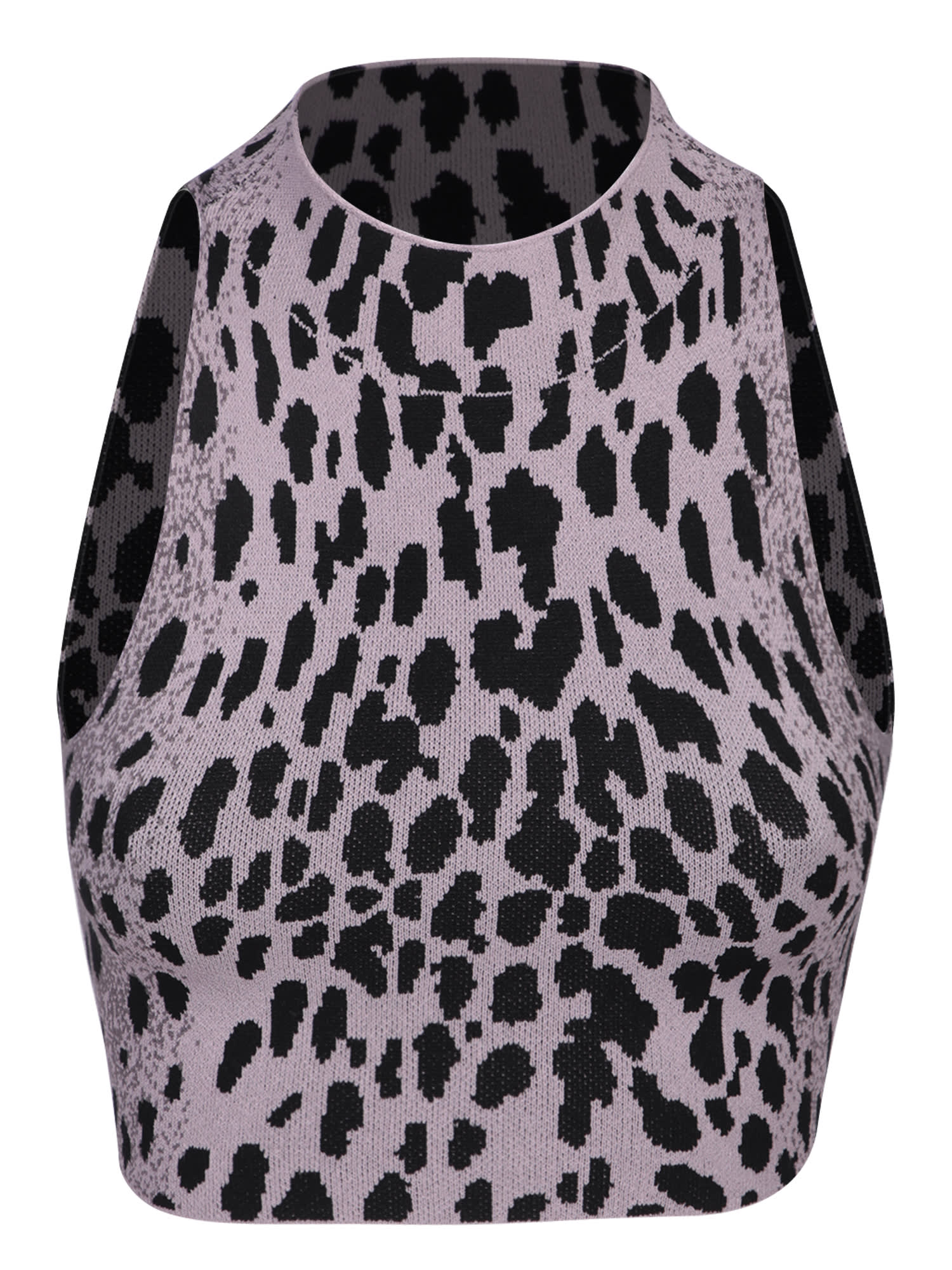 Shop Ssheena Leopard Knit Crop Top In Lilac And Black By  In Multi