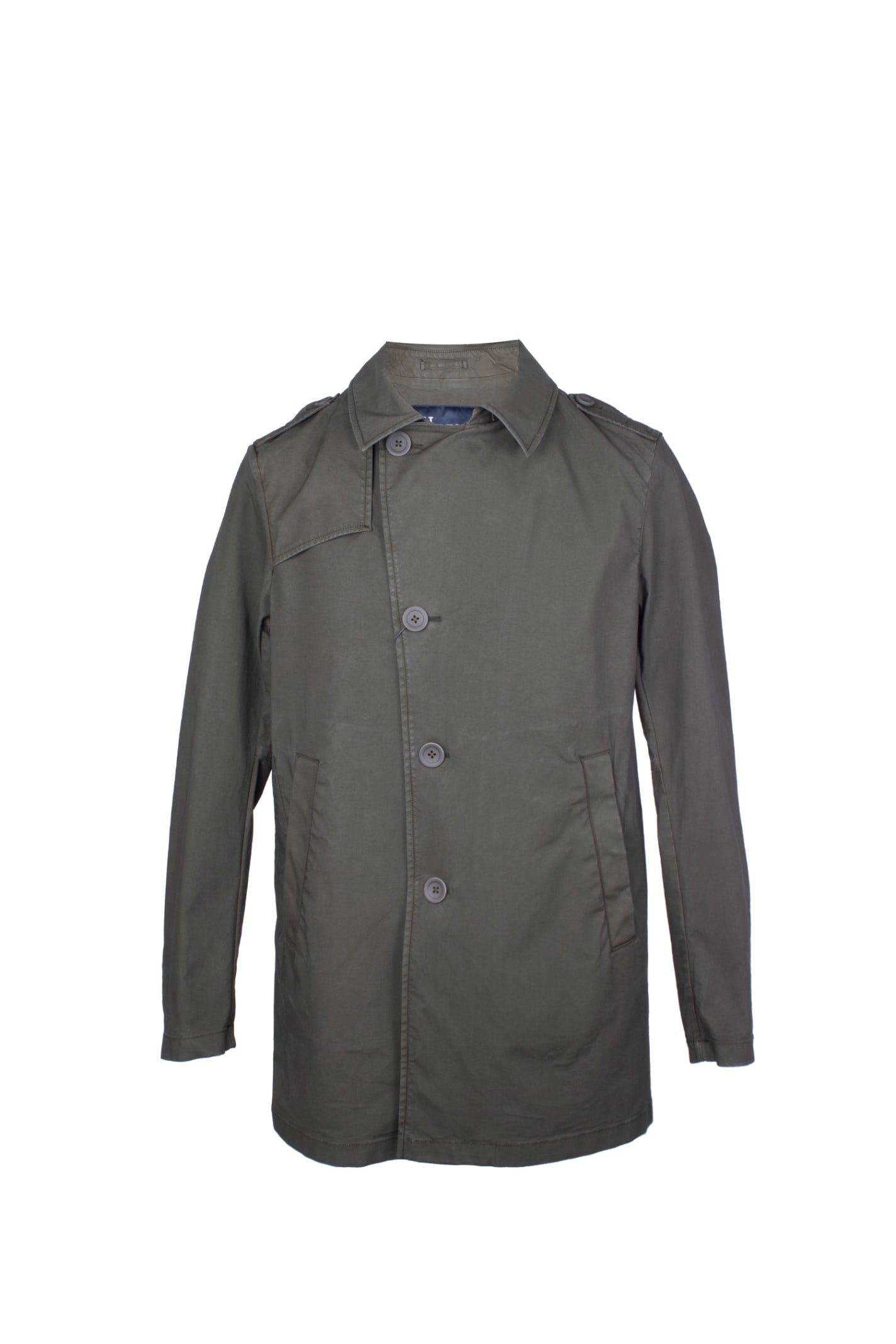 Shop Herno Cotton Coat In Green