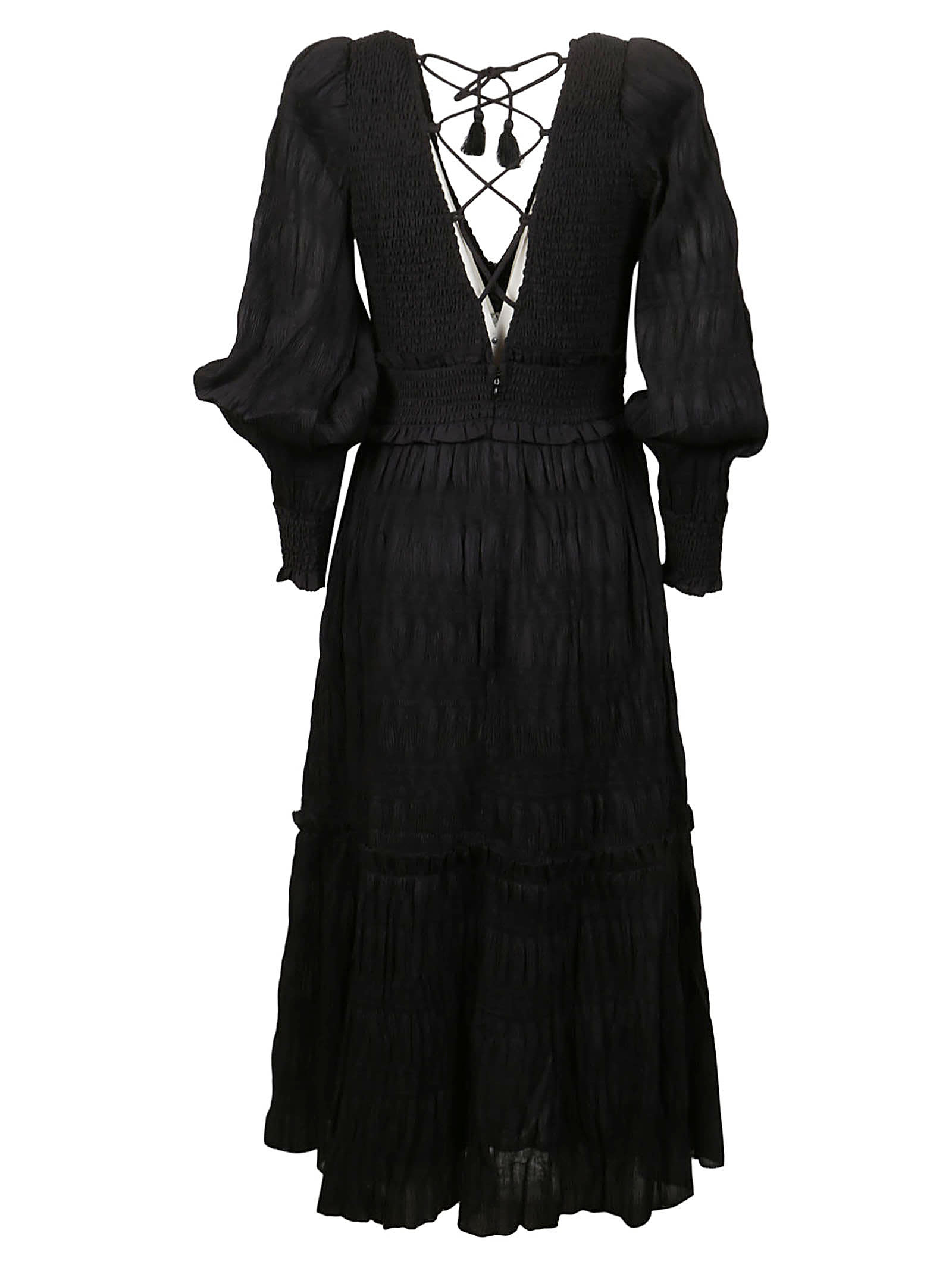 Shop Sea New York Pasha Pleated Long Sleeve Smocked Dress In Black