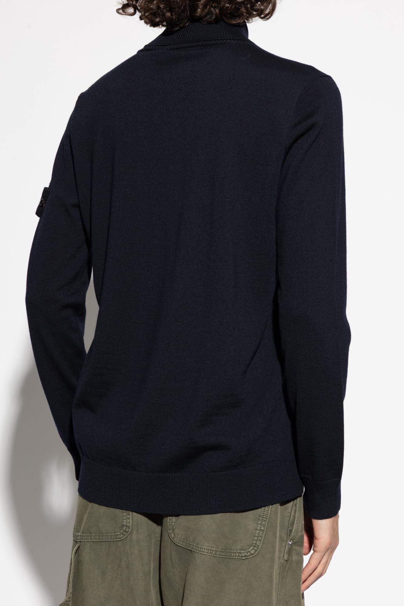 Stone Island Turtleneck Jumper With Finely Ribbed Trims In Black