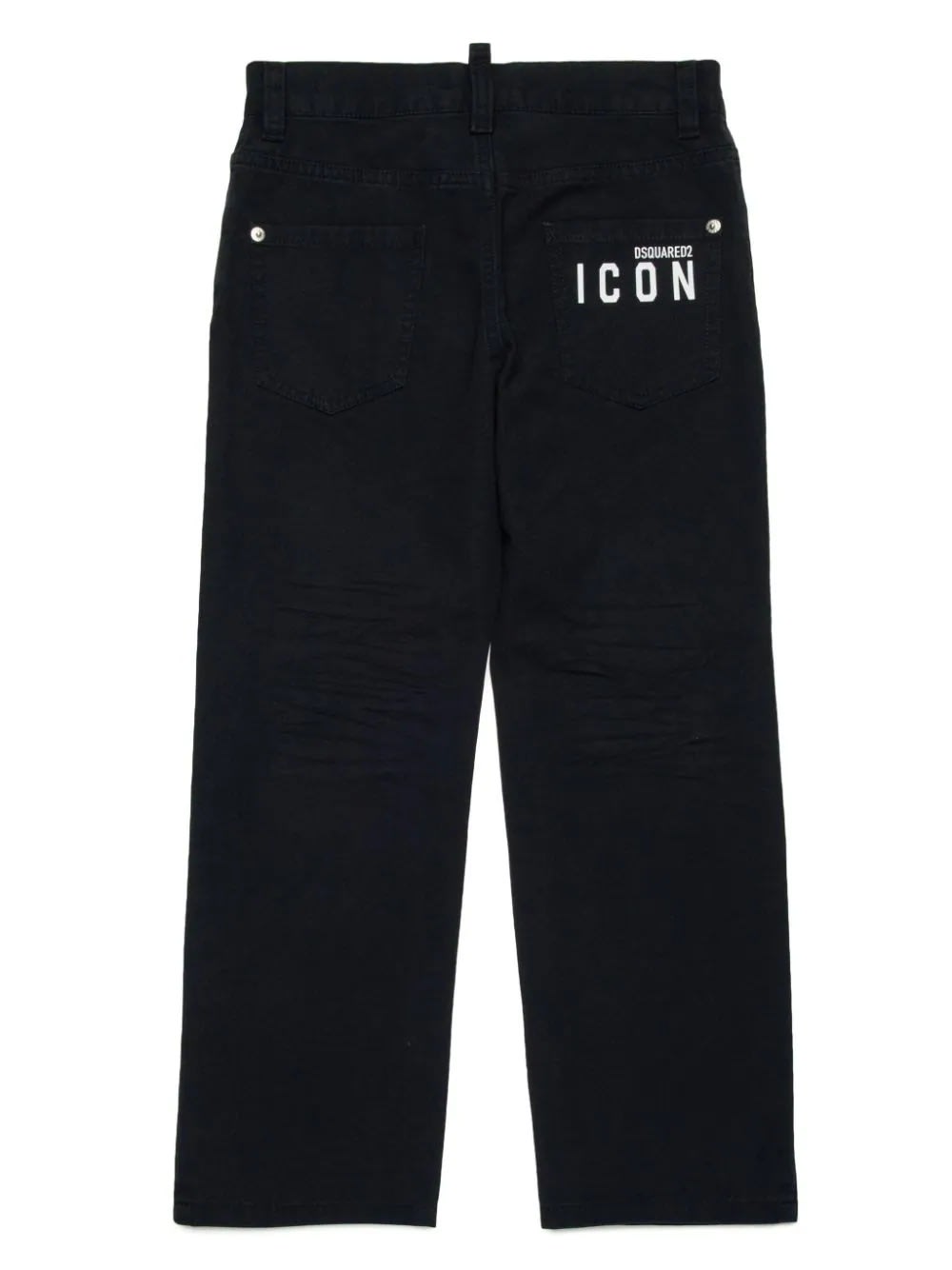 Shop Dsquared2 Black Straight Leg Jeans With Icon  Logo