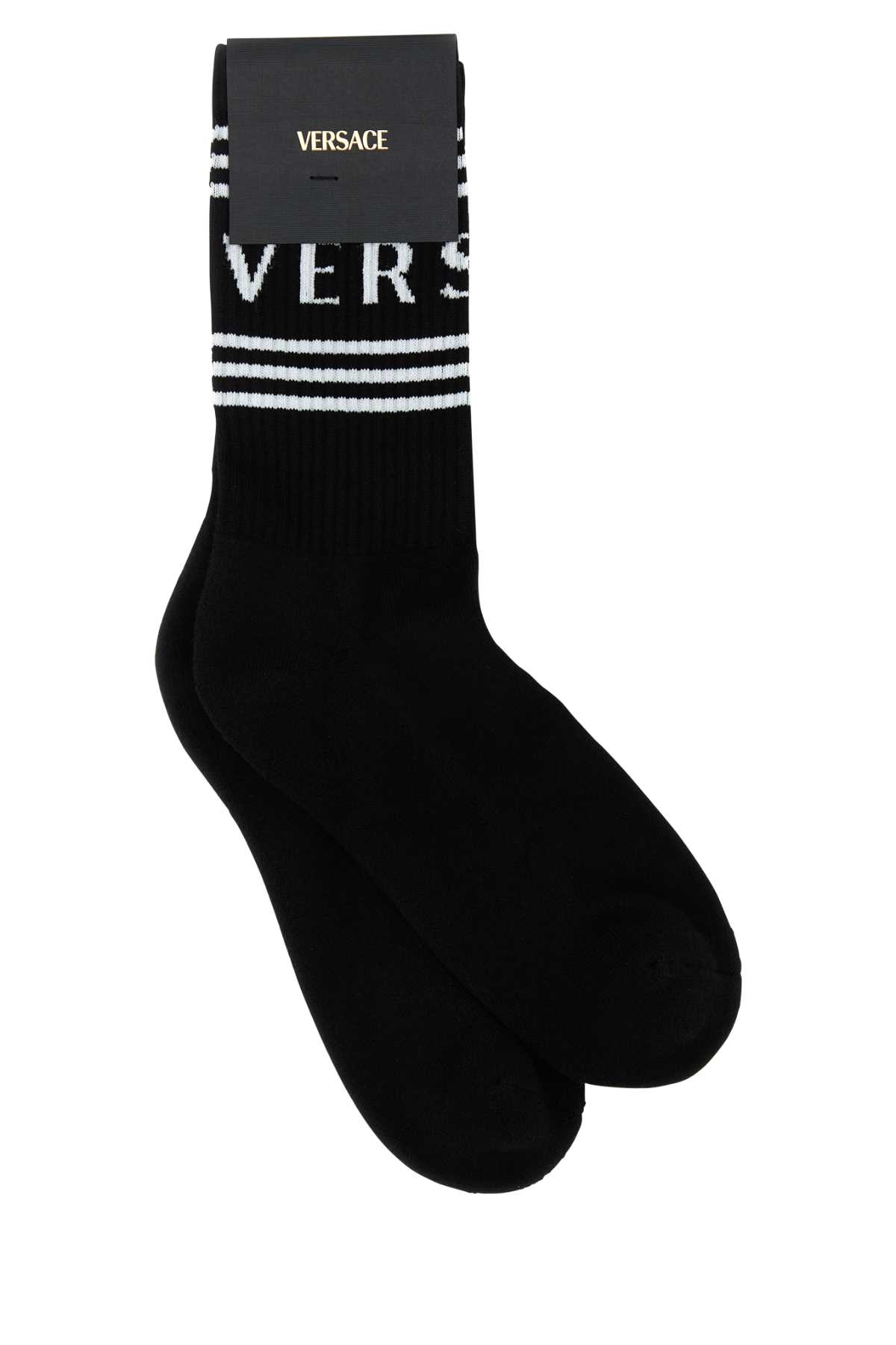 Black Stretch Cotton Blend Socks