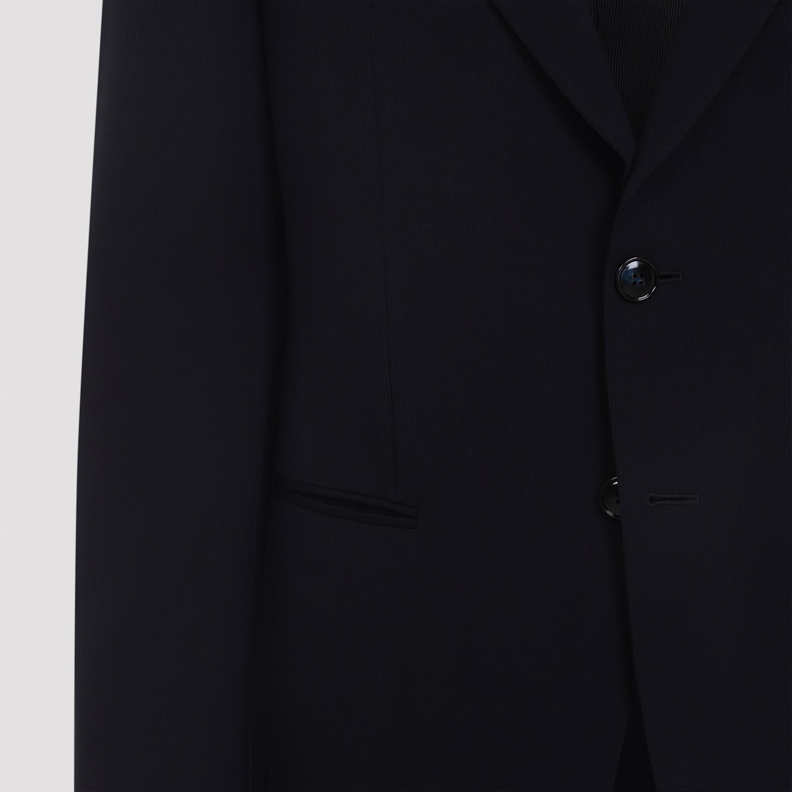Giorgio Armani Virgin Wool Suit Notch Lapel In Blue