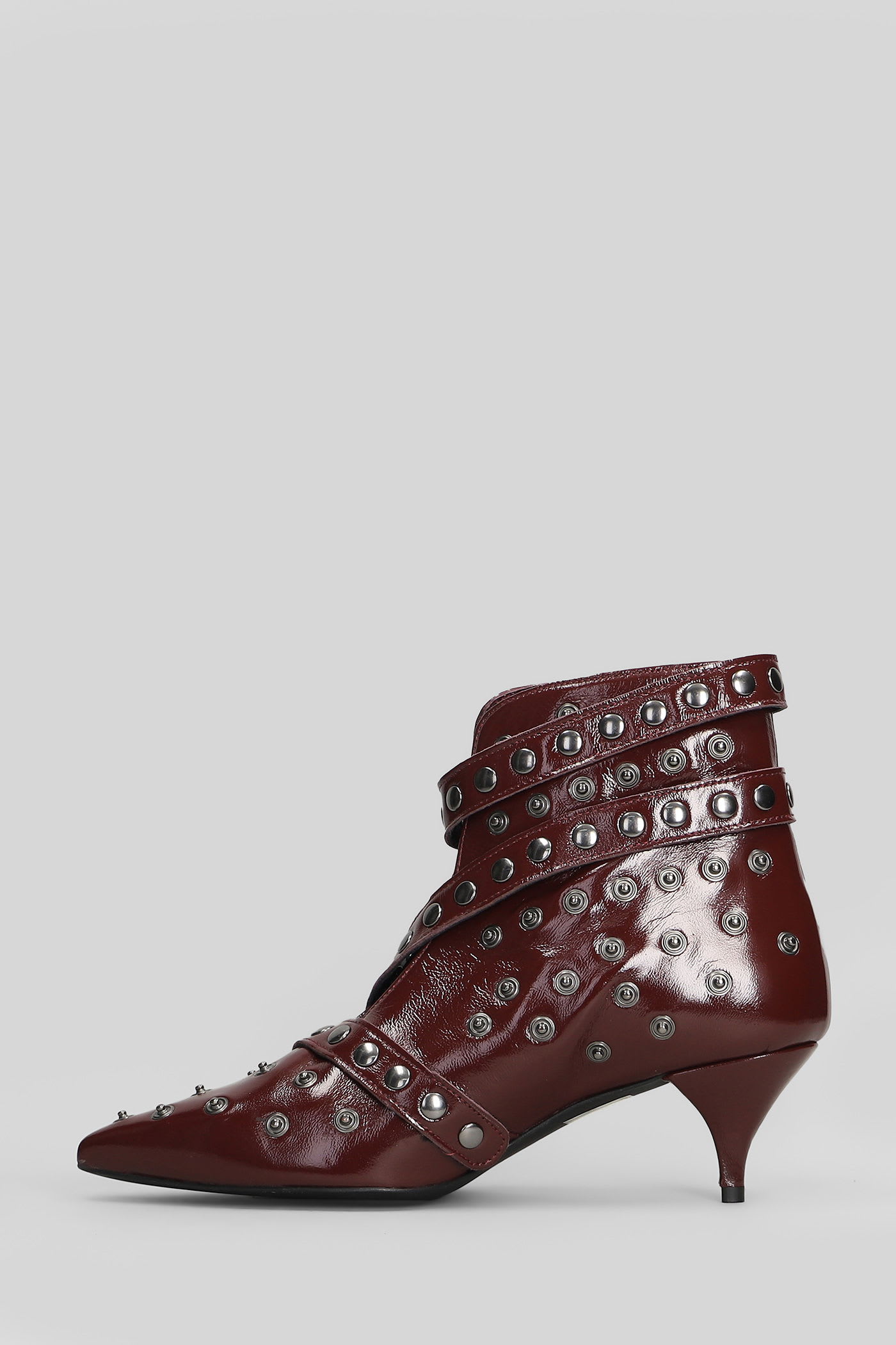 Alchimia High Heels Ankle Boots In Bordeaux Leather In Burgundy