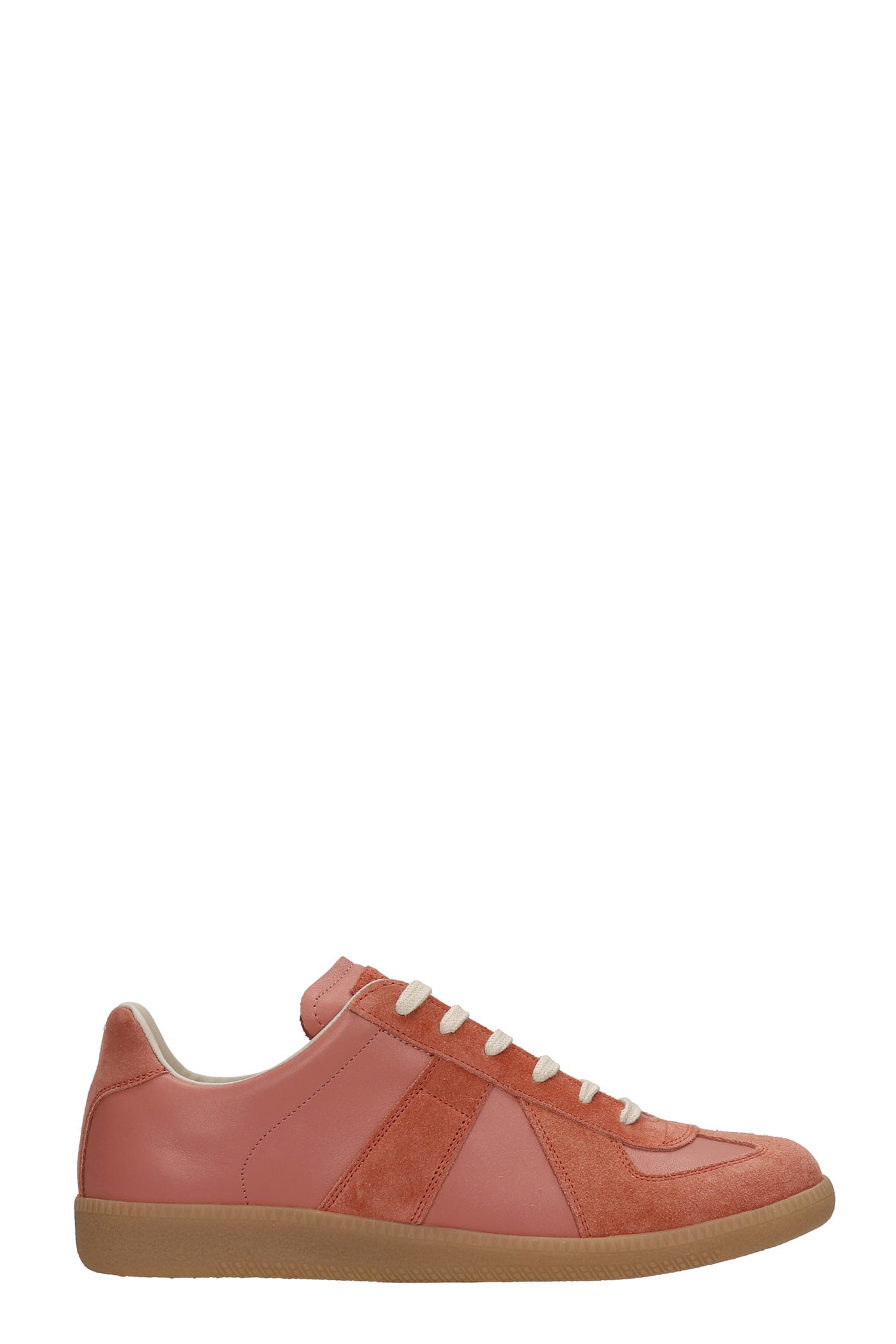 Maison Margiela Sneakers In Rose-pink Suede And Leather