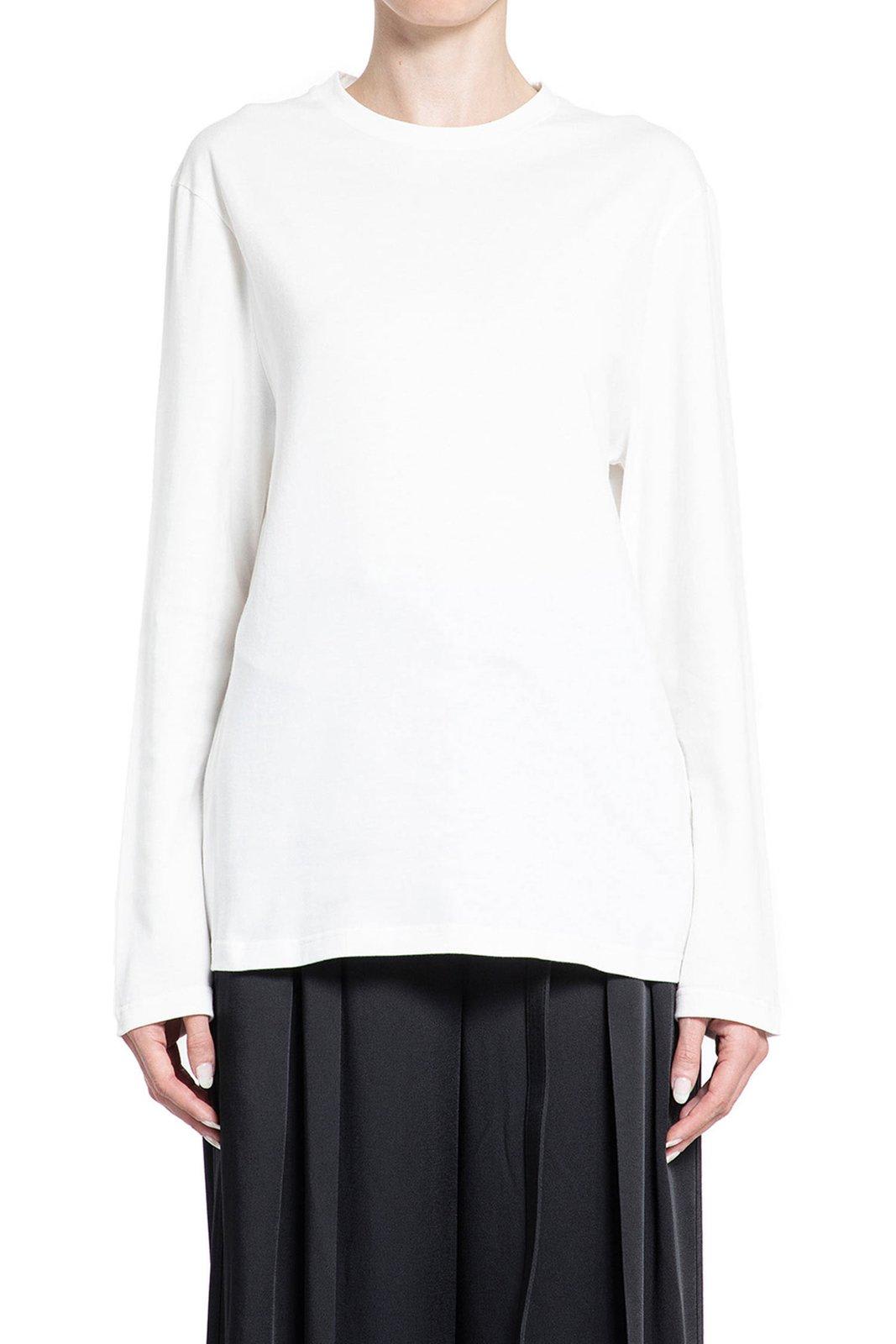 Shop Jil Sander Logo Printed Long-sleeved T-shirt In Cream