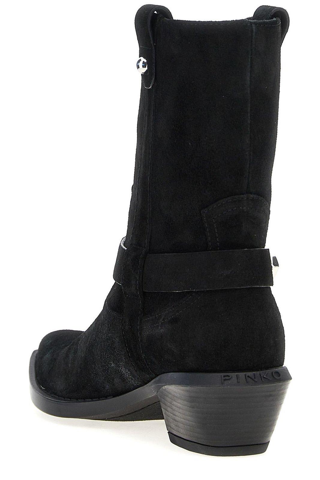 Shop Pinko Texan-style Ankle Boots In Nero