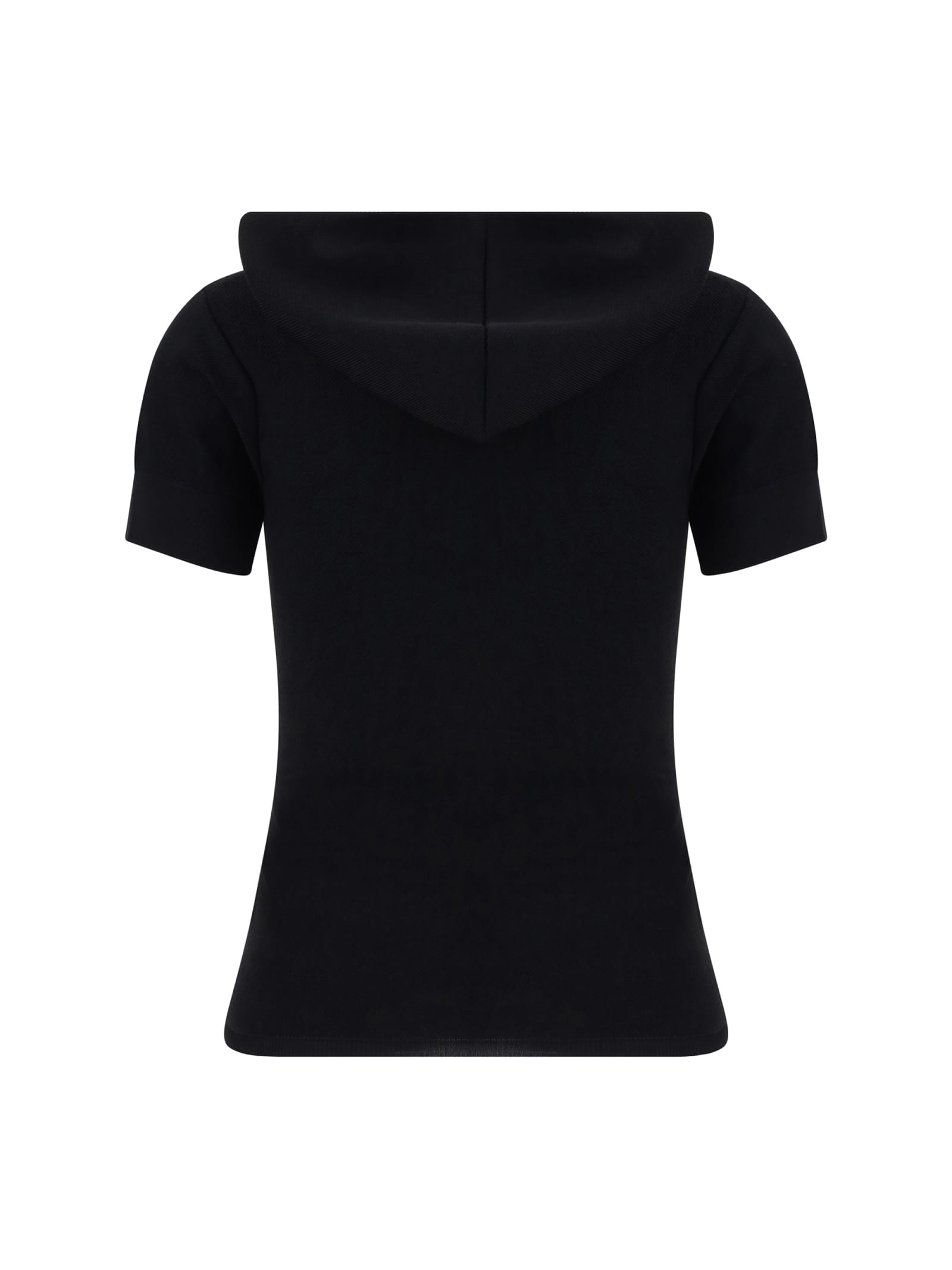 Shop Alaïa Hooded Top In Noir Alaia