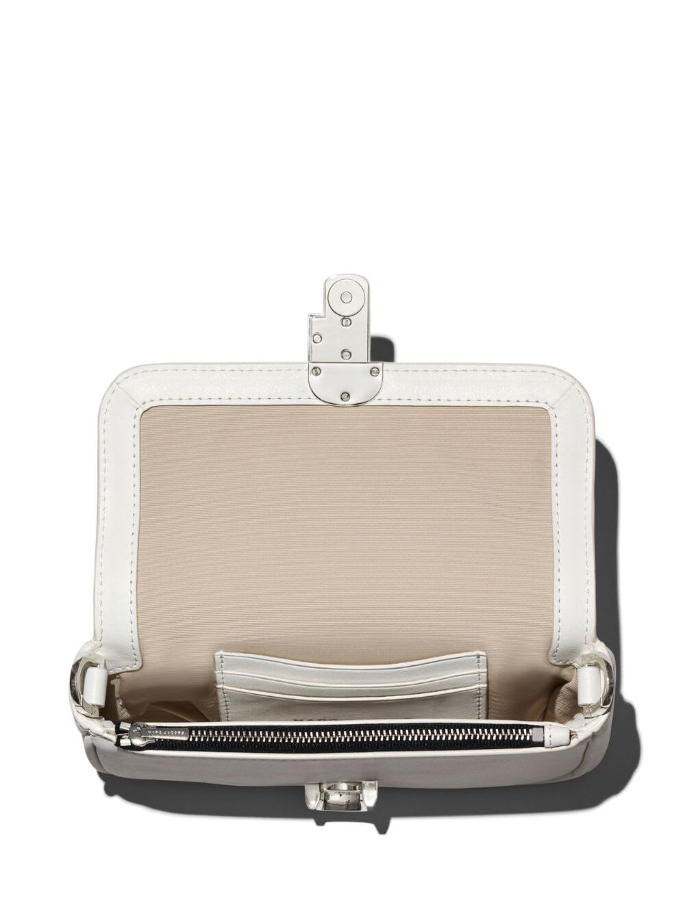 Shop Marc Jacobs J Marc Mini White Shoulder Bag With Logo Buckle In Smooth Leather Woman