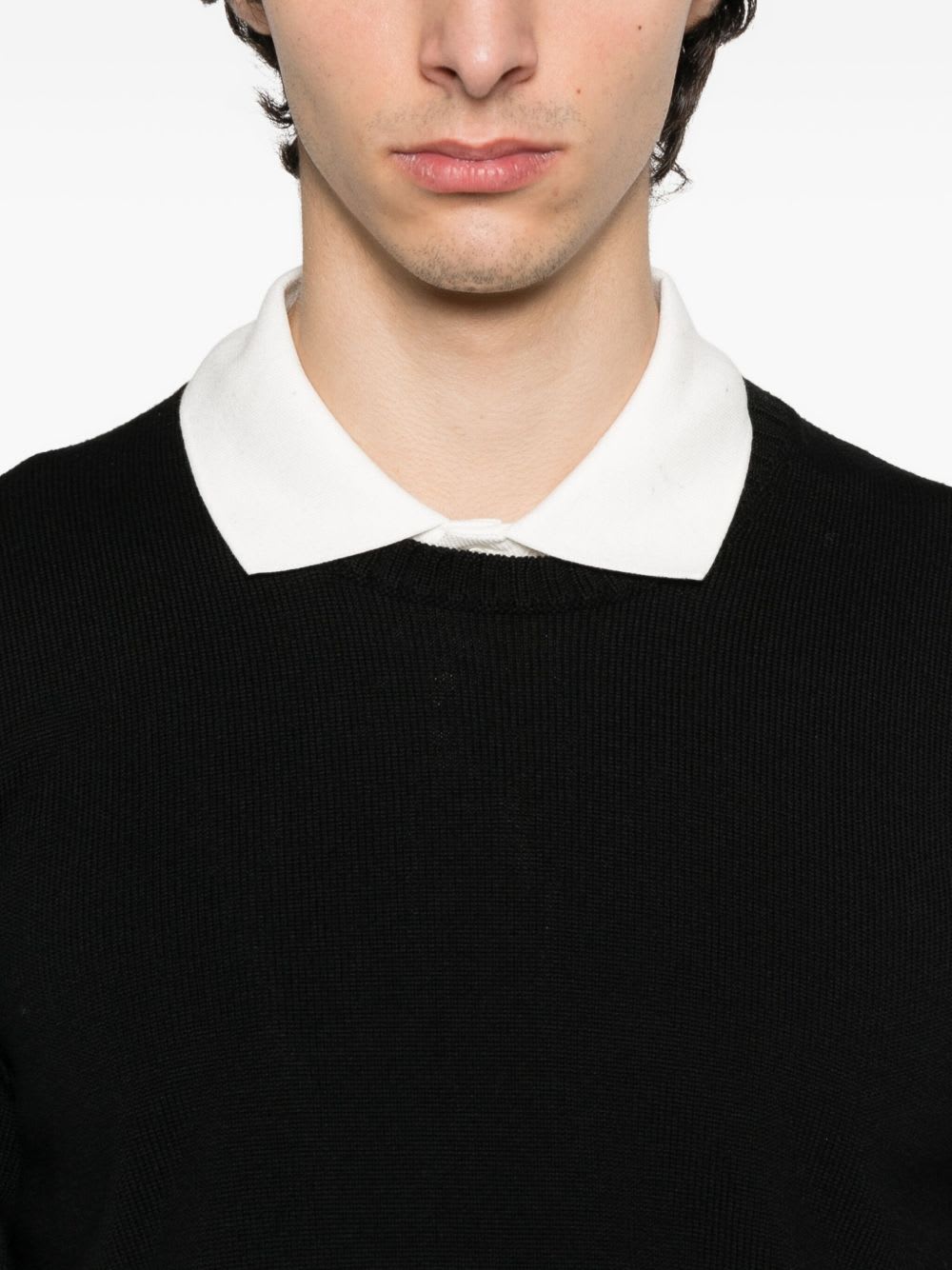 Drumohr Extrafine Merino Wool Crewneck Sweater In Black