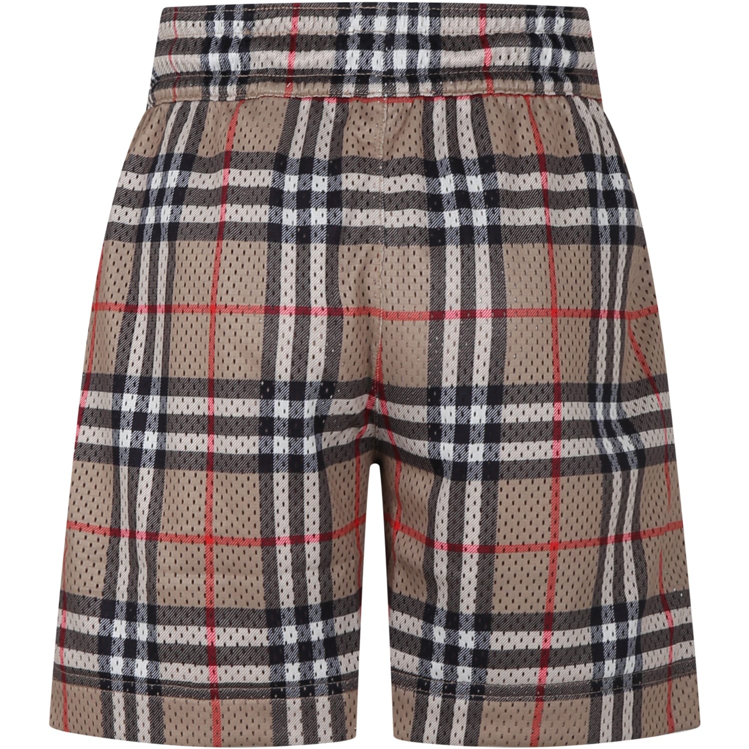 Shop Burberry Beige Sports Shorts For Boy With Iconic Vintage Check In Archive Beige Ip Chk