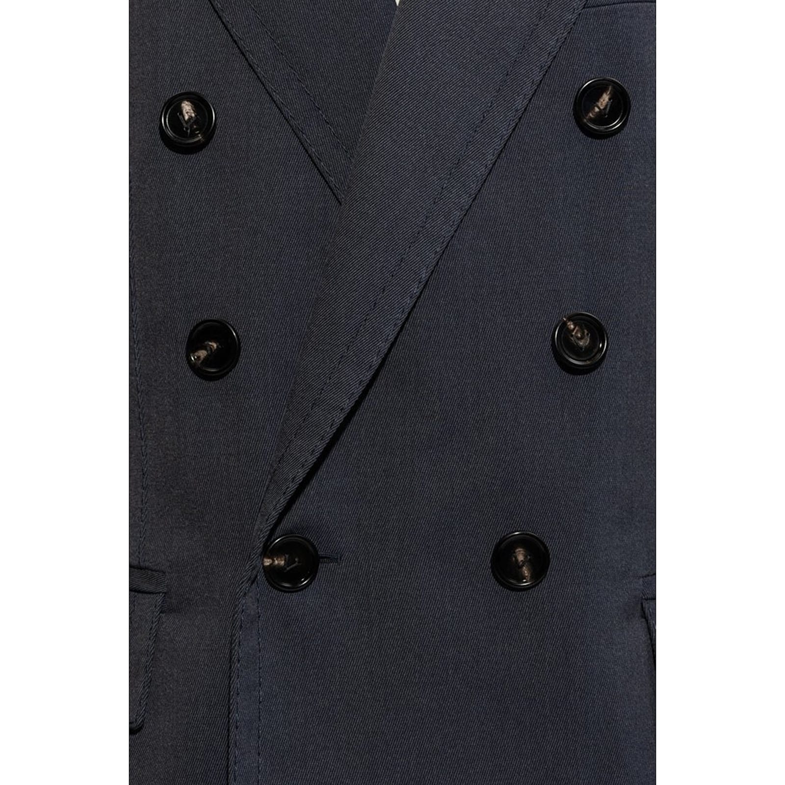 Bottega Veneta Double-breasted Twill Wool Blazer With Visible Stitchings In Blue