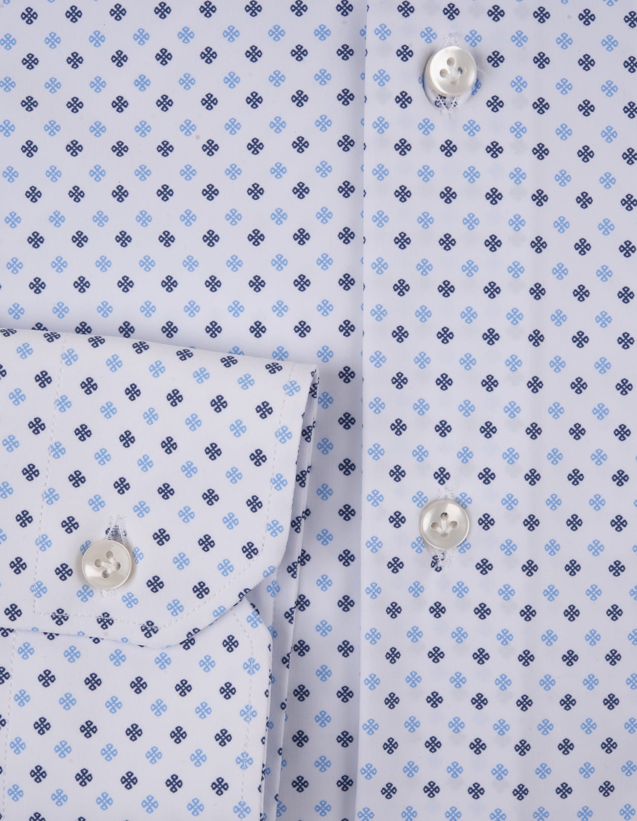 Shop Sartorio Napoli White Shirt With Blue Micro Floral Pattern