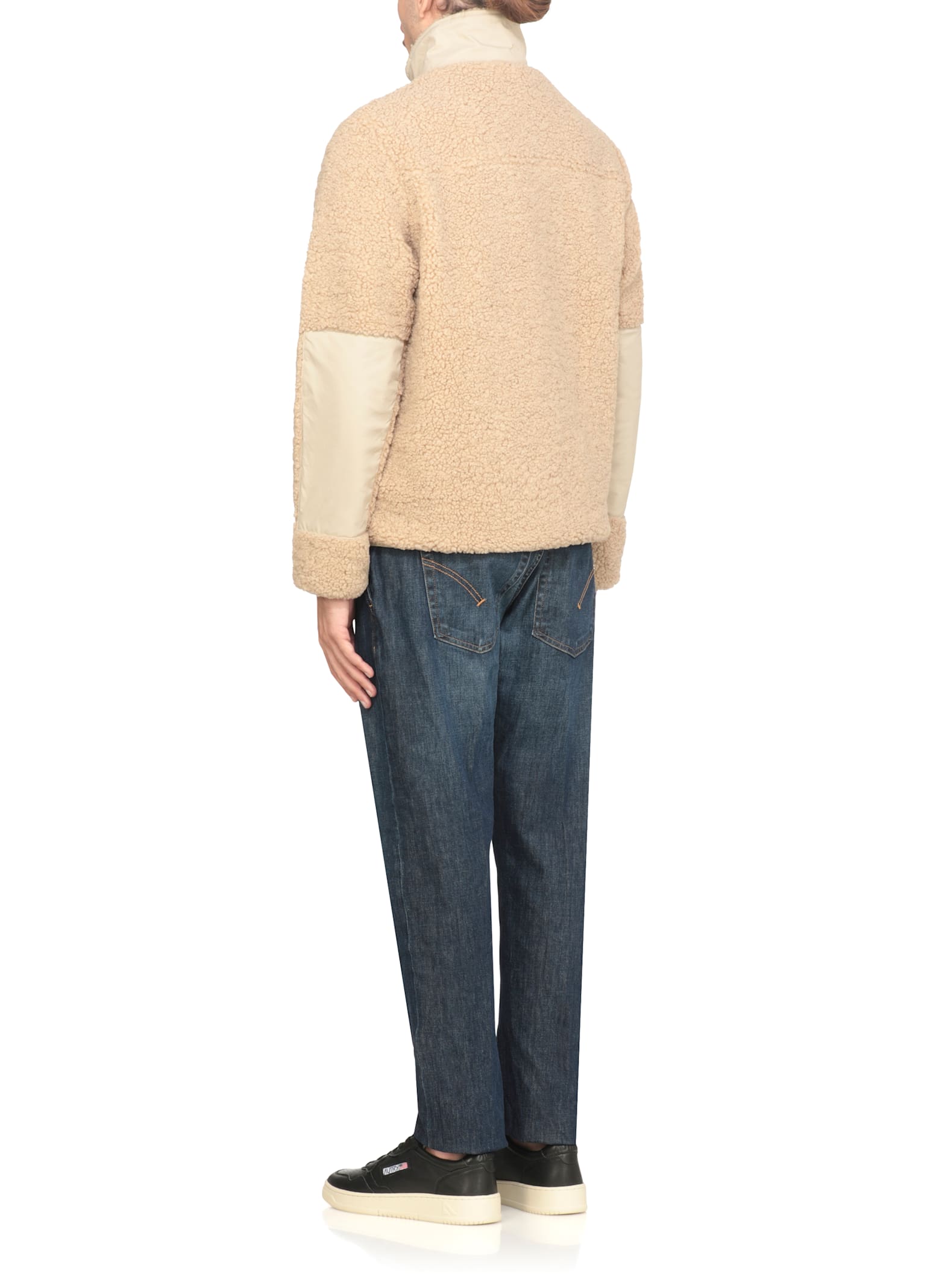 Autry Short Teddy Jacket High Neck In Neutral