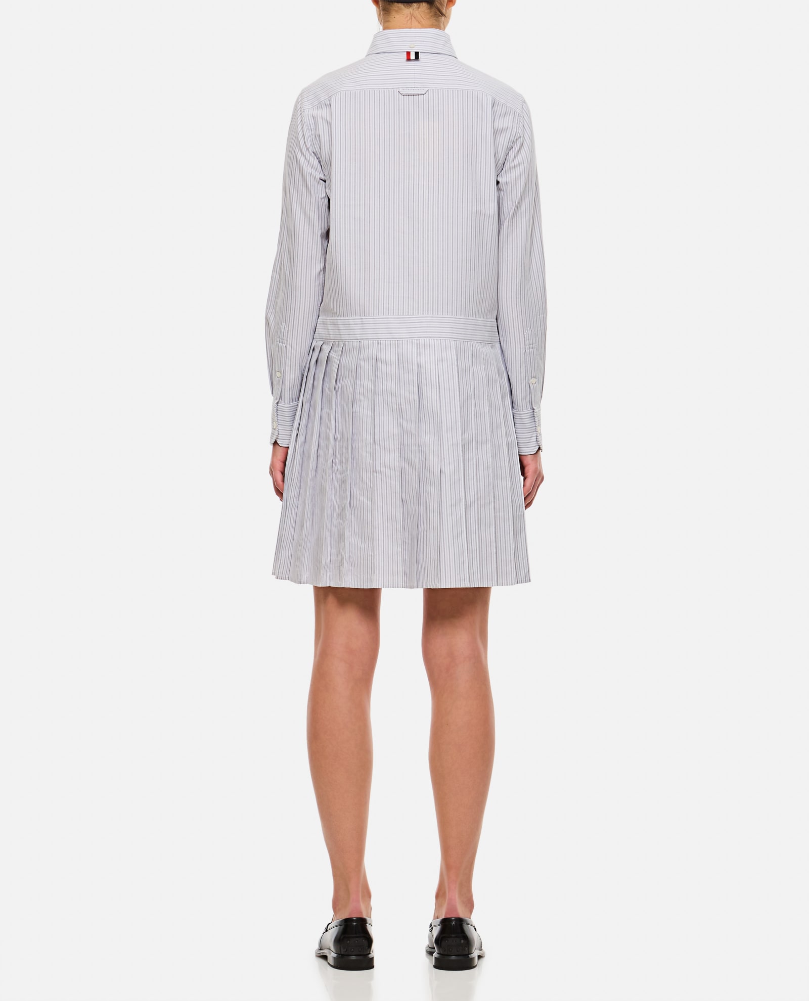 Shop Thom Browne Oxford Stripe Oversized Shirtdress In Grey