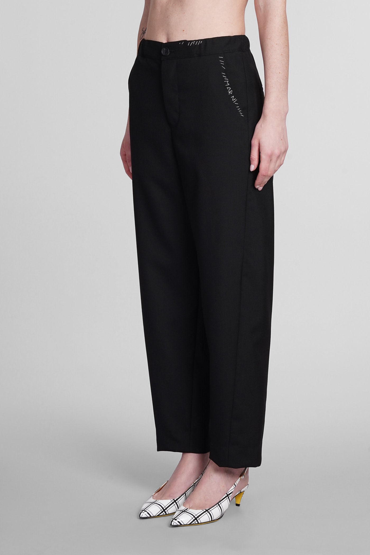 Shop Marni Pants In Black Wool