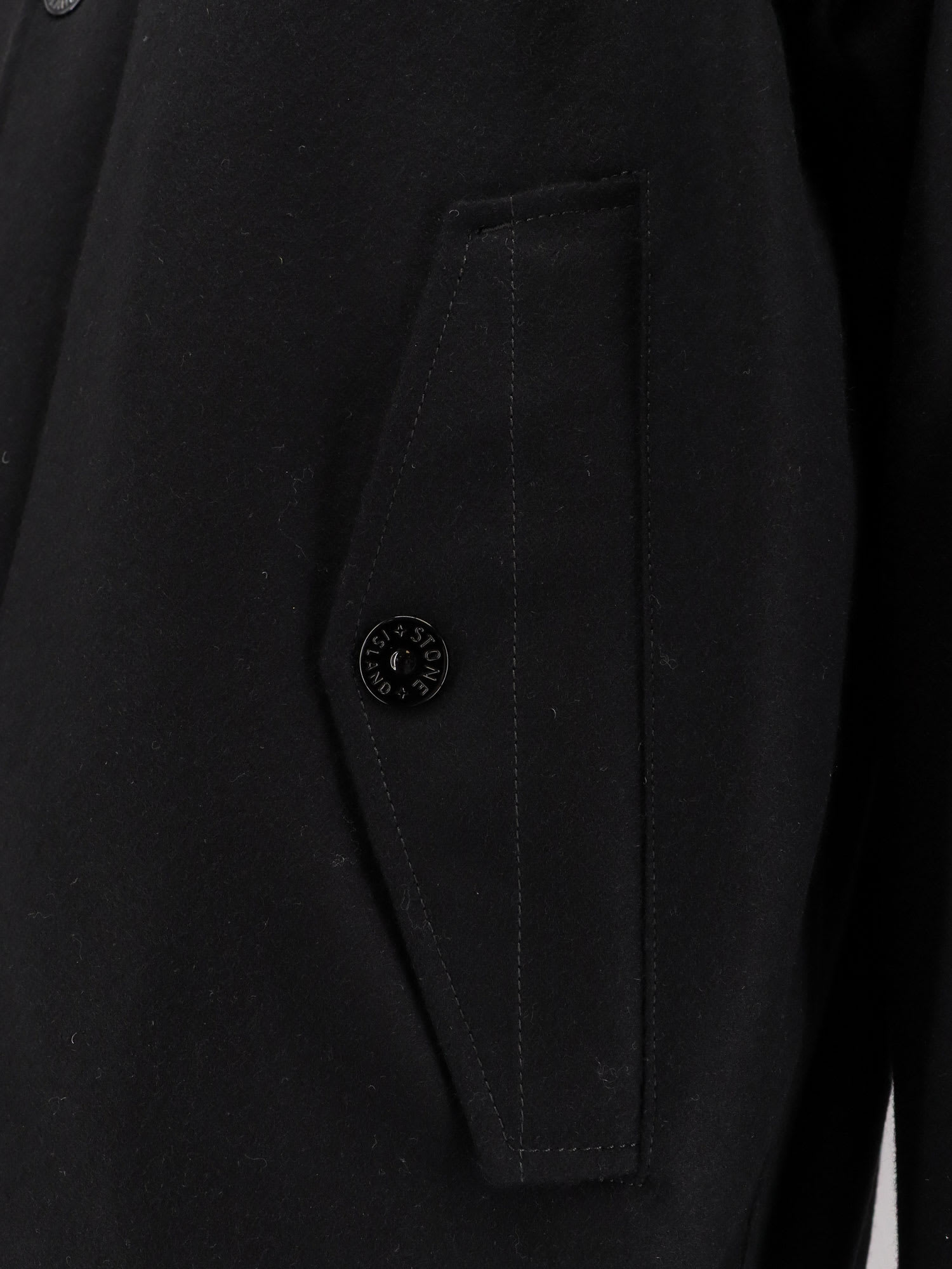 Stone Island Padded Parka Jacket Adjustable Hood In Black