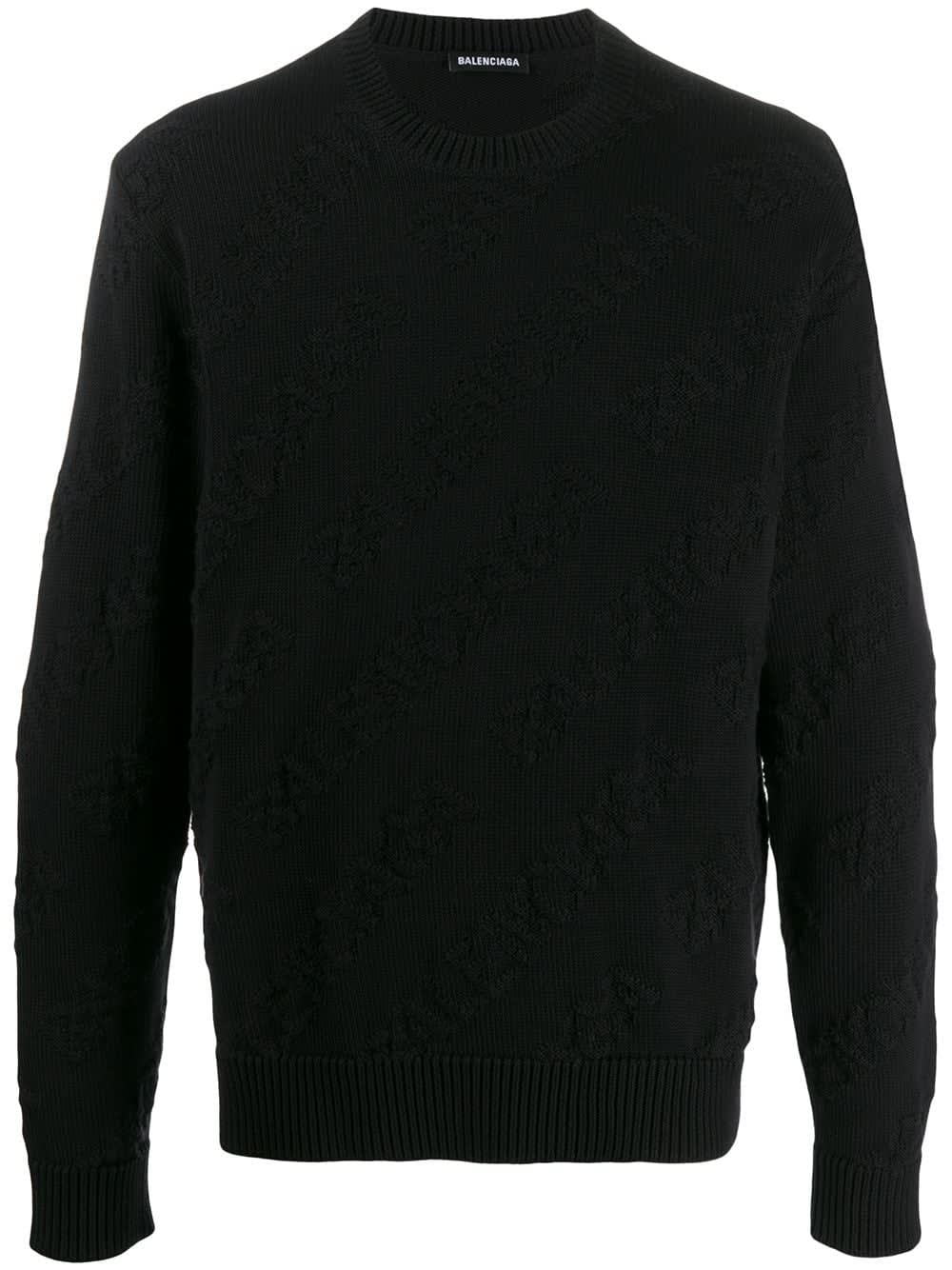 Balenciaga Maglia Allover Logo In Black | ModeSens