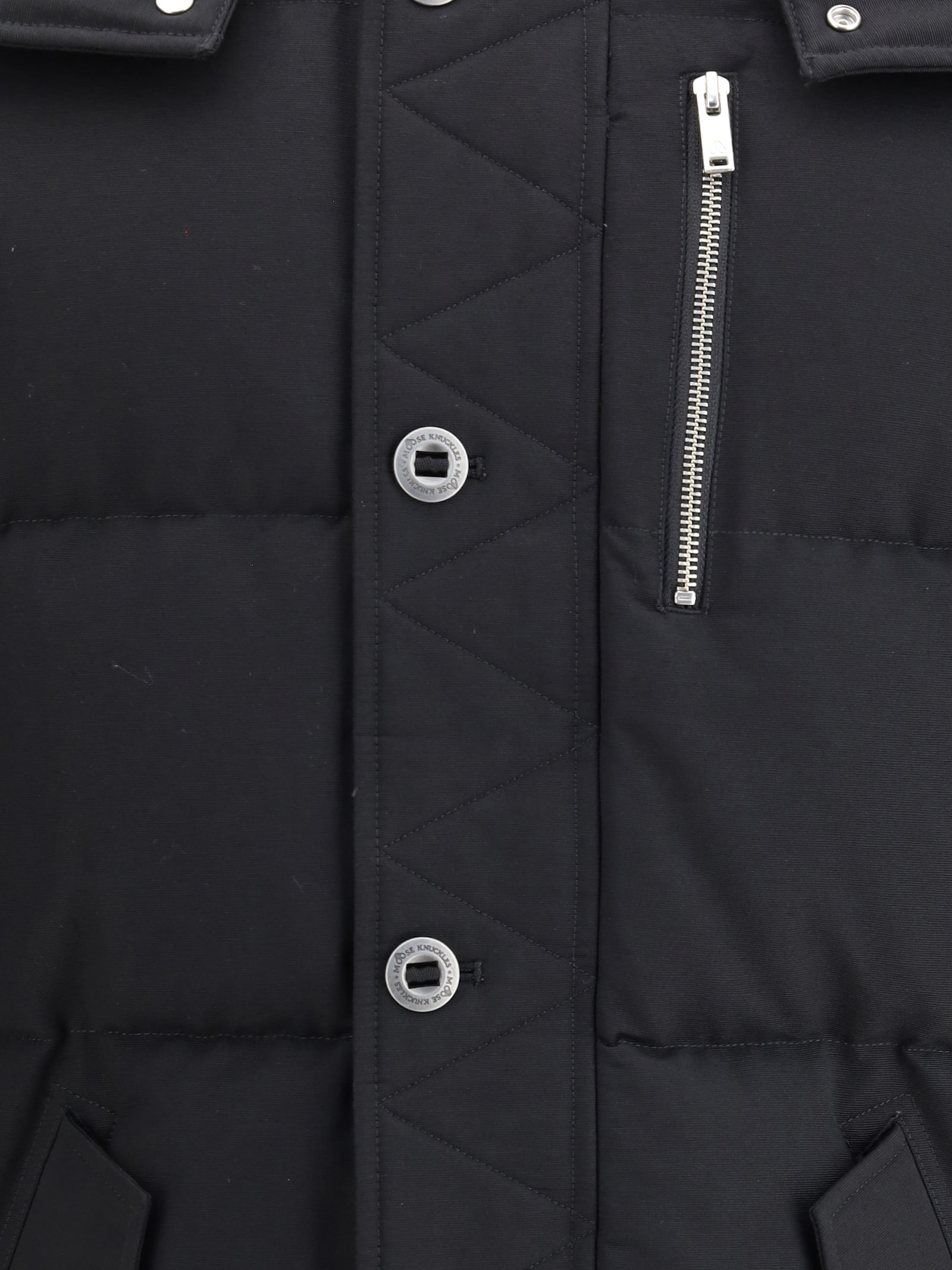 Moose Knuckles Quilted Hooded Jacket Removable Hood In Black