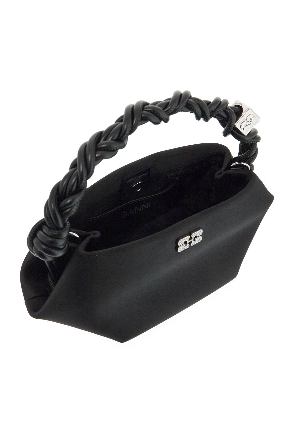 Ganni Bou Bag Mini Hand Bag In Black Polyester In Black (black)