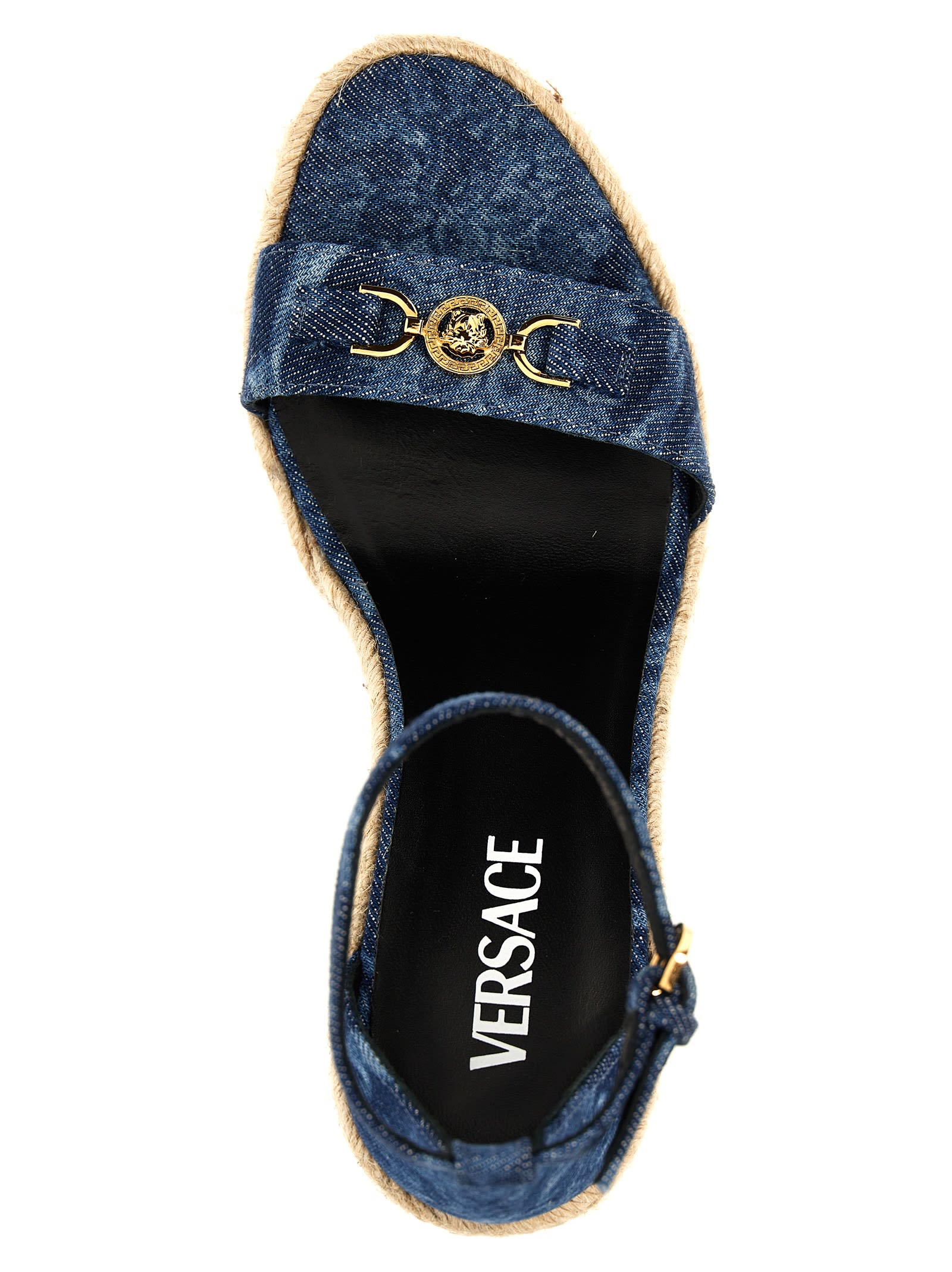 Shop Versace Barocco Wedges In Blue
