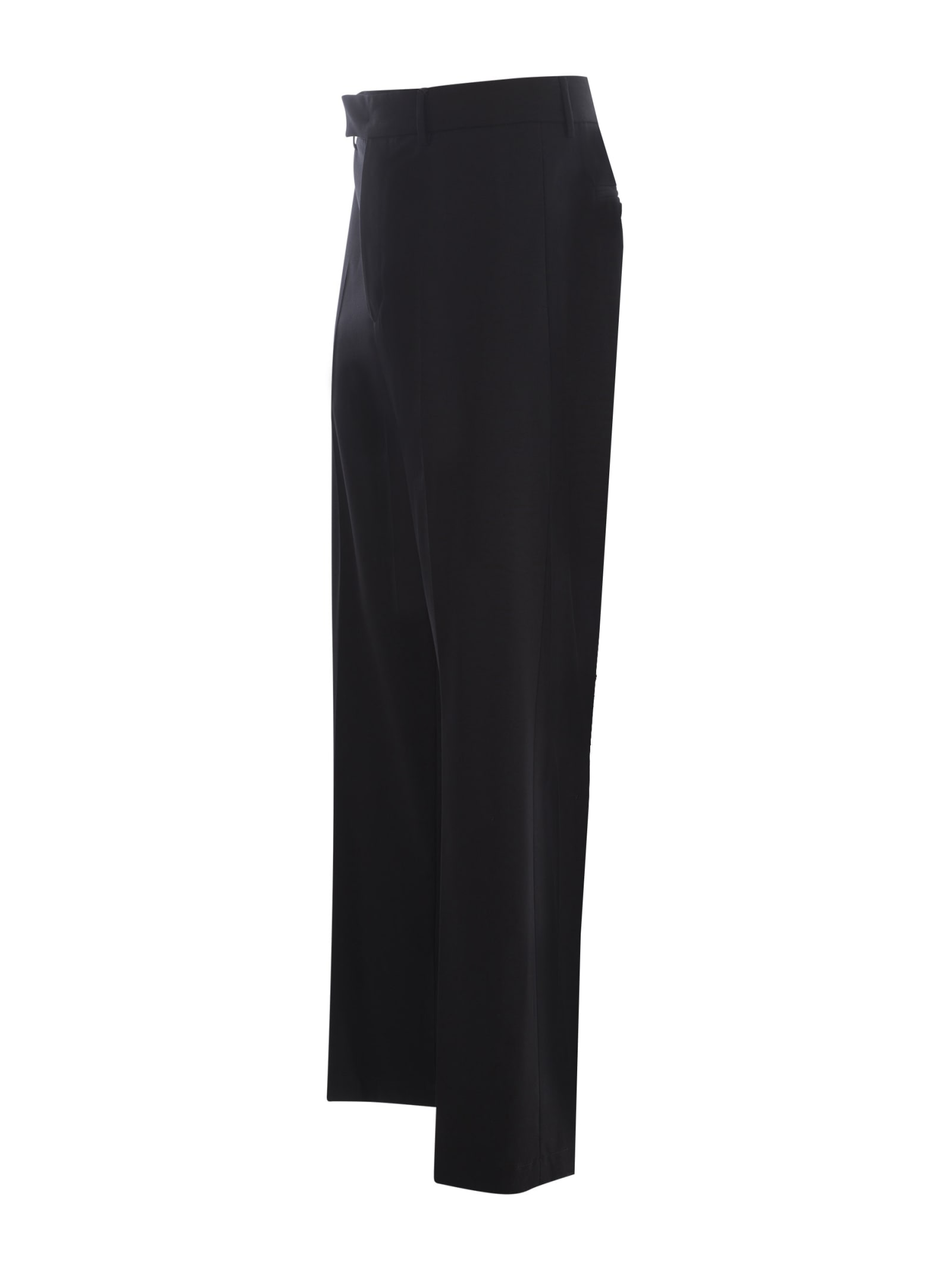 Shop Msgm Trousers  In Stretch Wool In Black