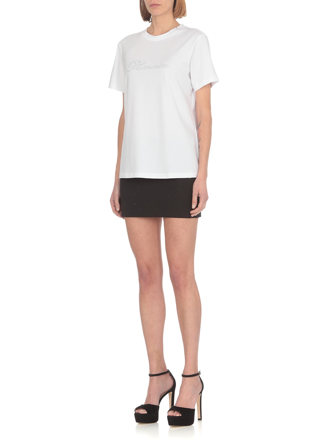 Shop Blumarine Rhinestones T-shirt In Bianco