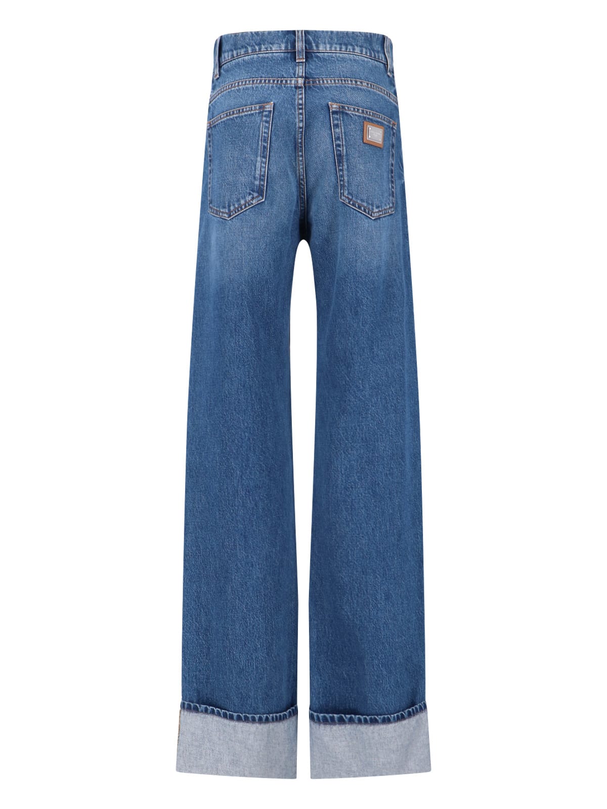 Dolce & Gabbana Wide-leg Trousers With Pockets And Cuffs In Blue