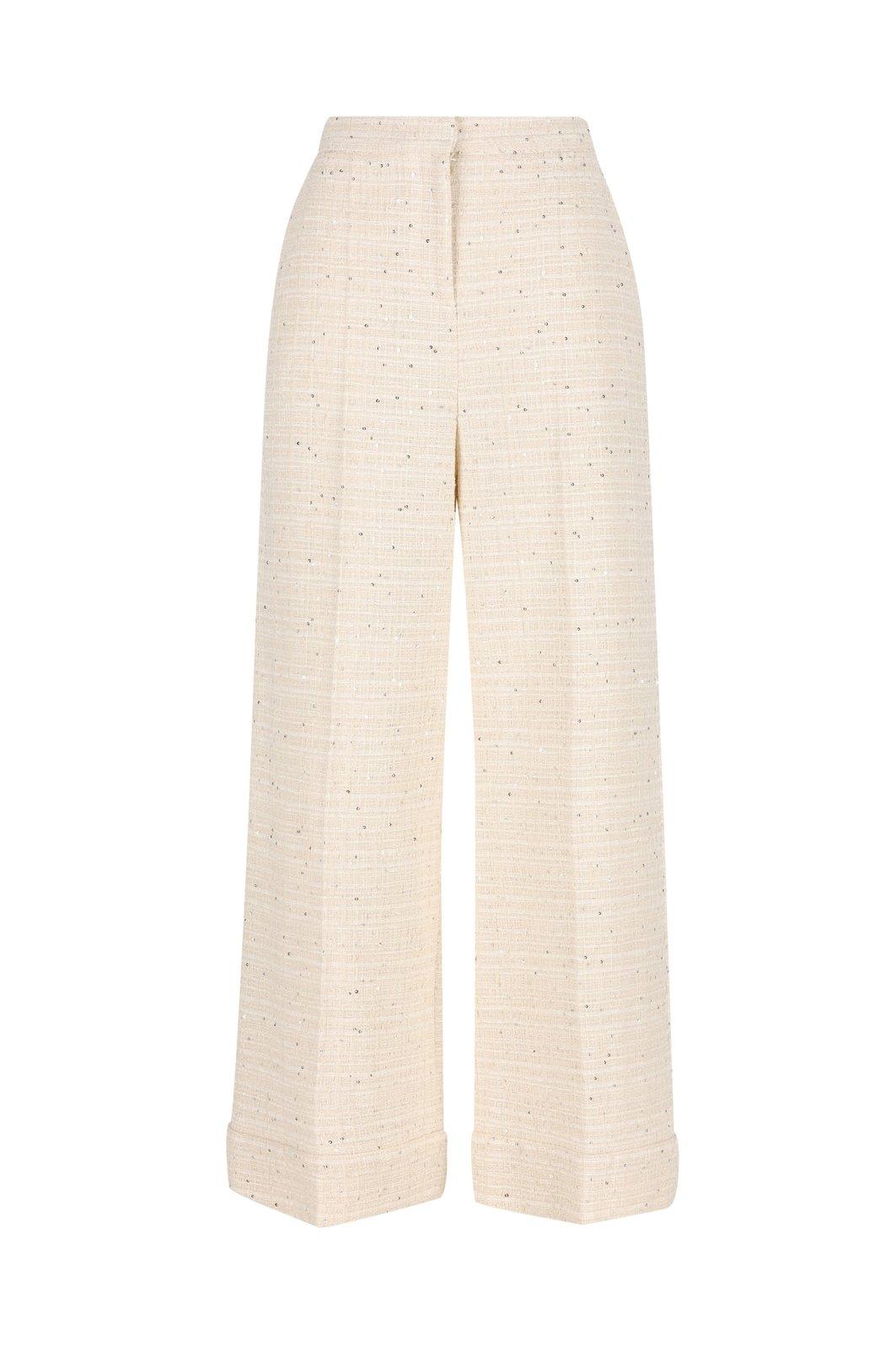 Shop Valentino Straight Hem Wide Leg Trousers In Beige