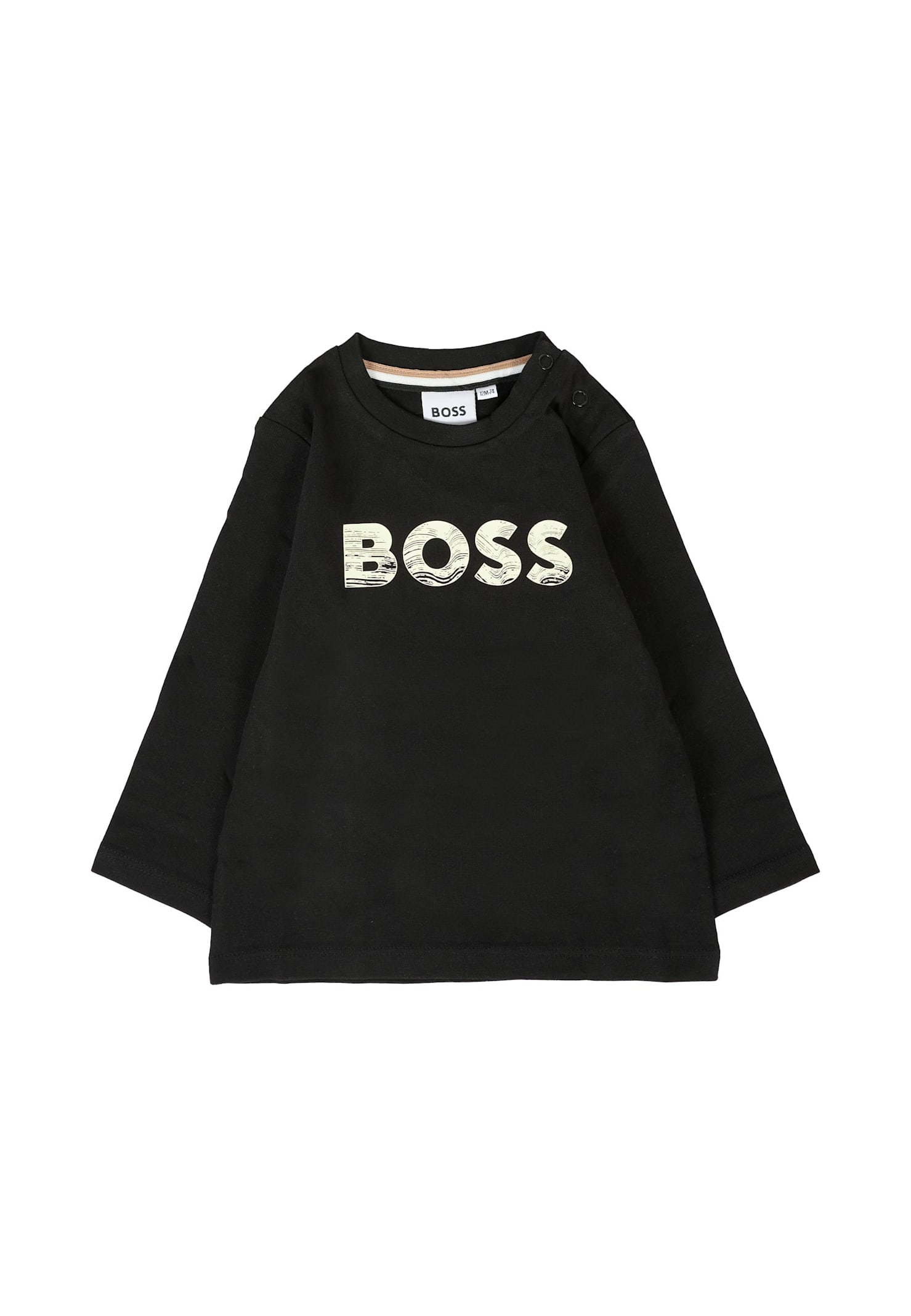 Hugo Boss Black T-shirt For Baby Boy With Logo In Black