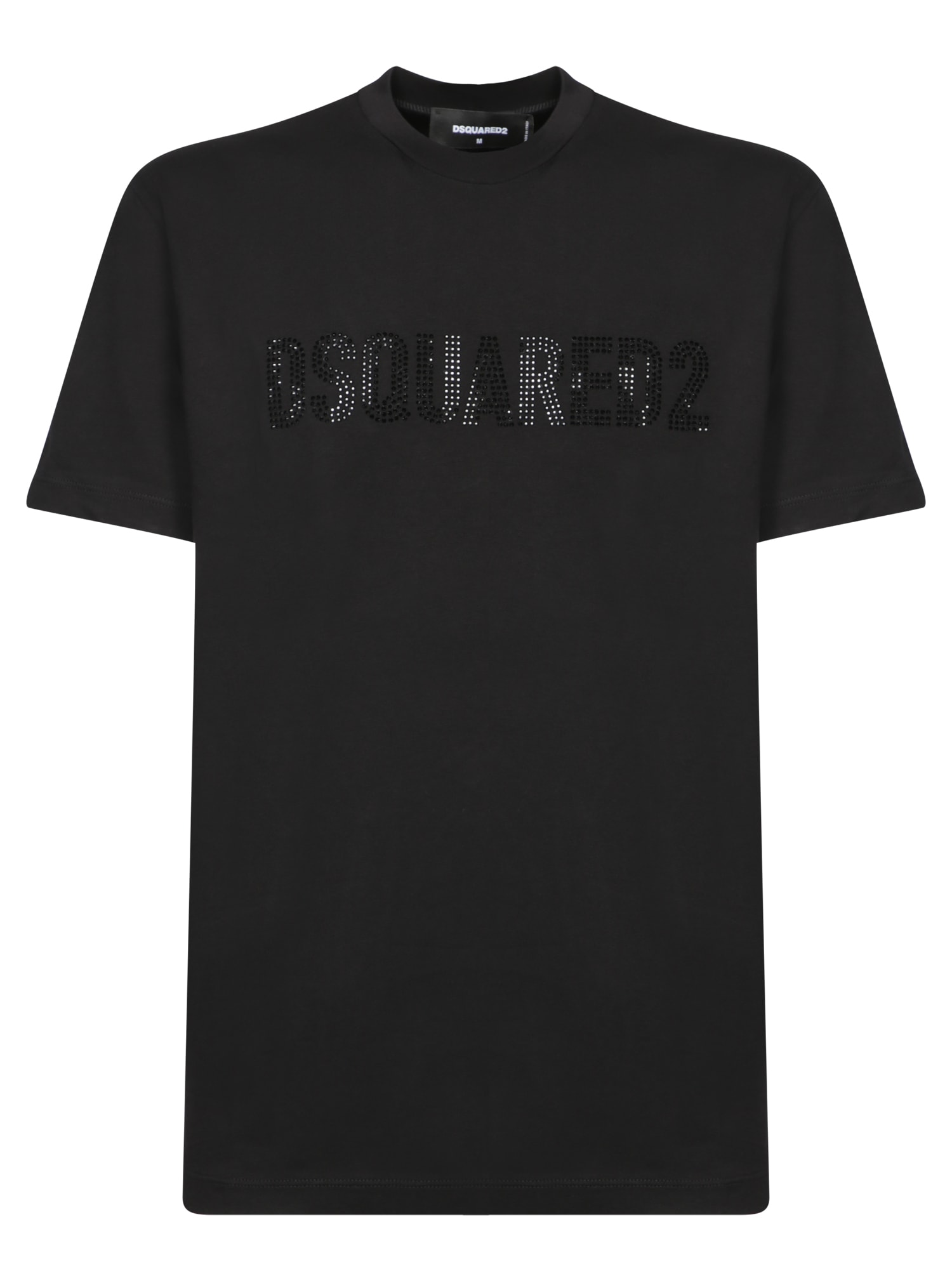 Shop Dsquared2 Black Logo Paillettes T-shirt