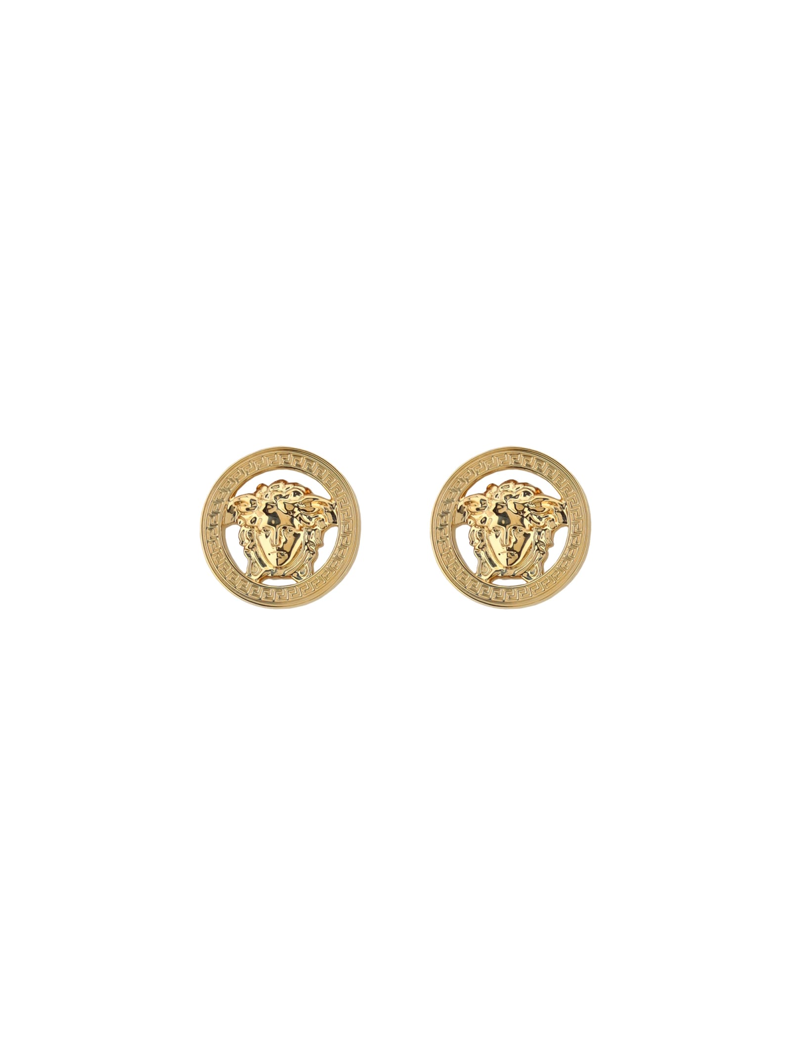 Shop Versace Medusa Earrings In Gold