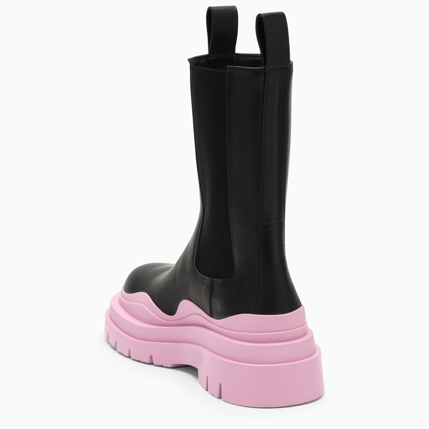 Shop Bottega Veneta Black\/pink Gloss The Tire Boots