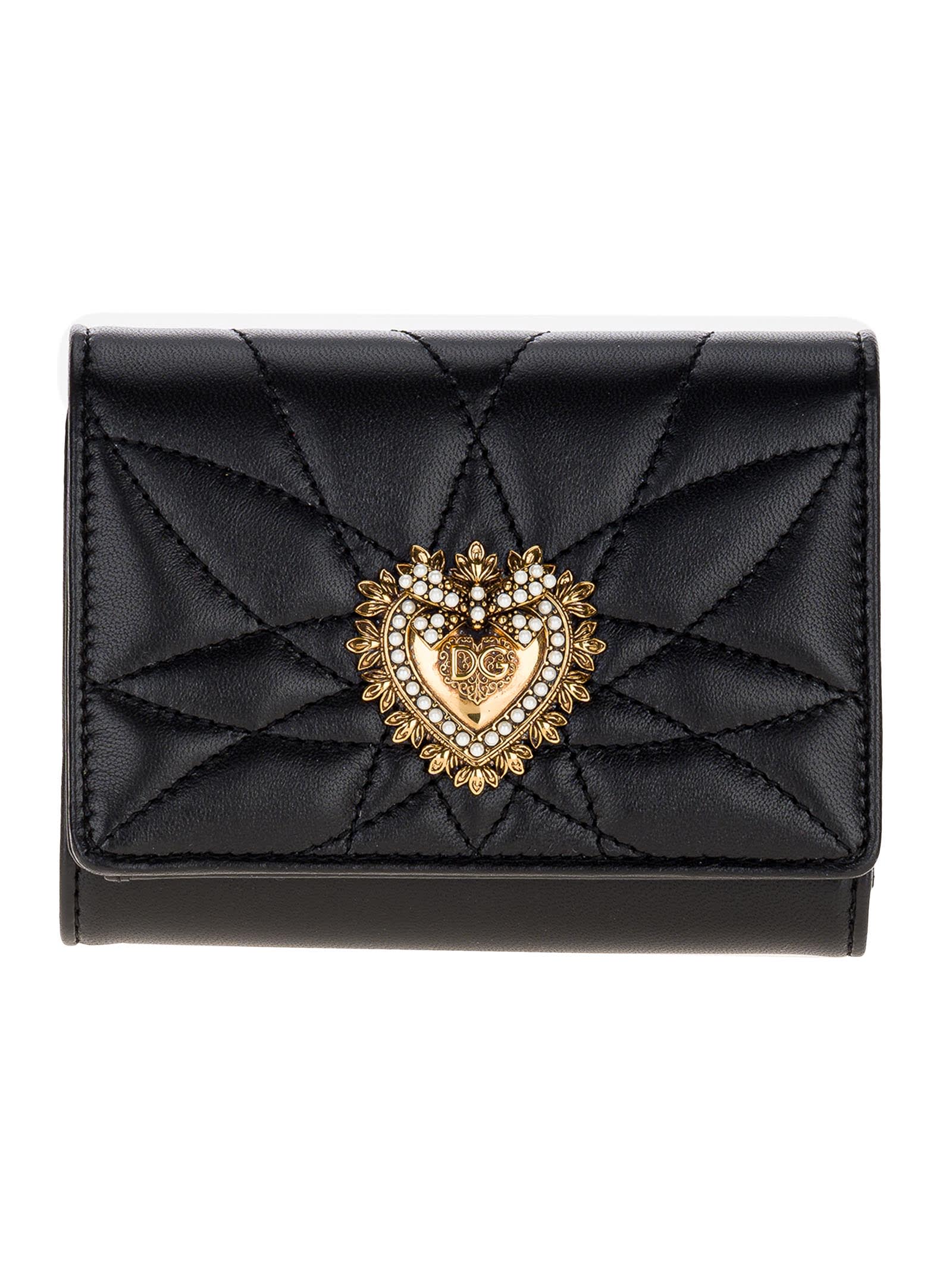 Dolce & Gabbana Small Continental Devotion Wallet In Black