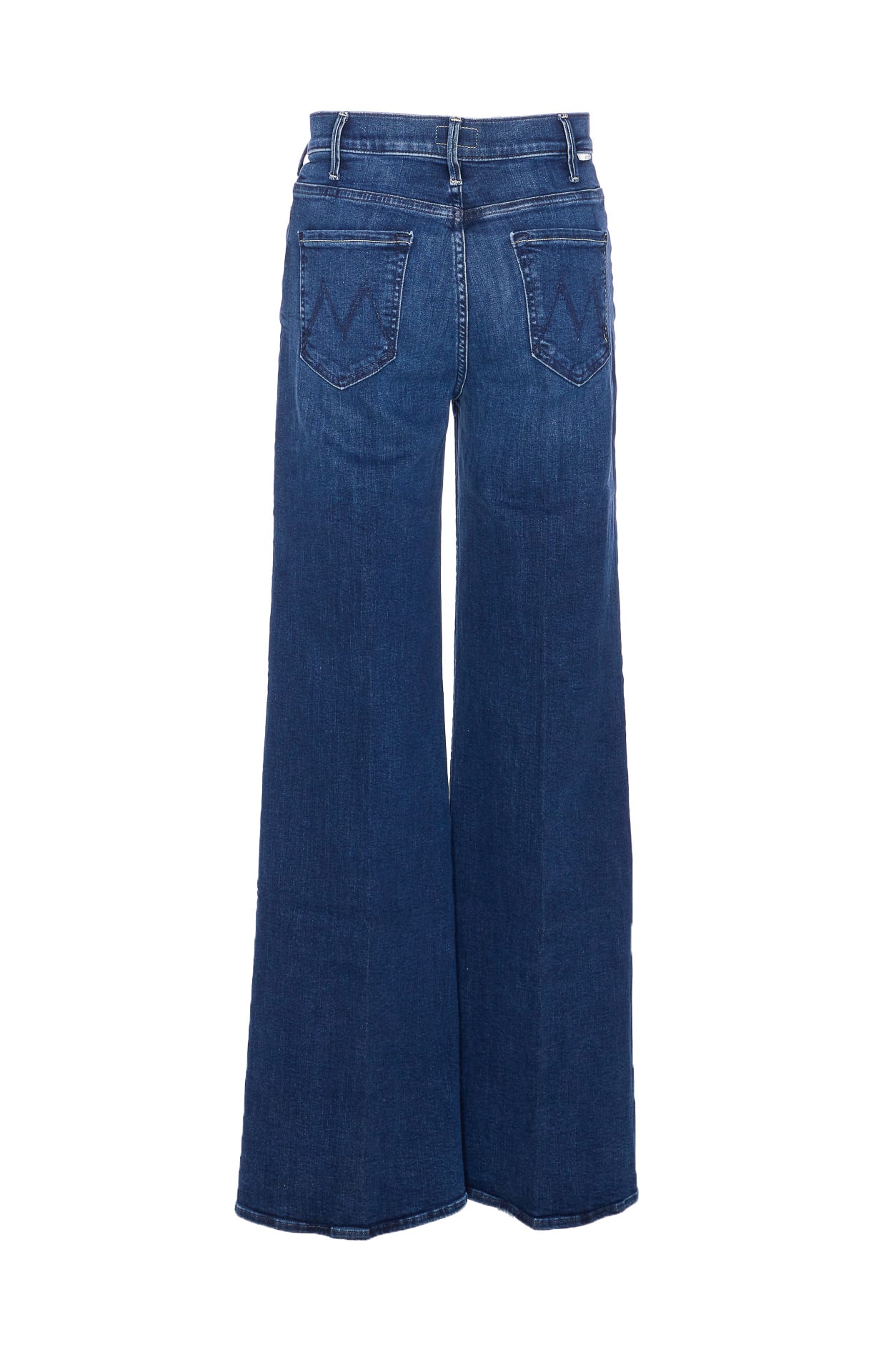 Mother Wide-leg Trousers With Elasticized Fit And Contrast Stitching In Blue