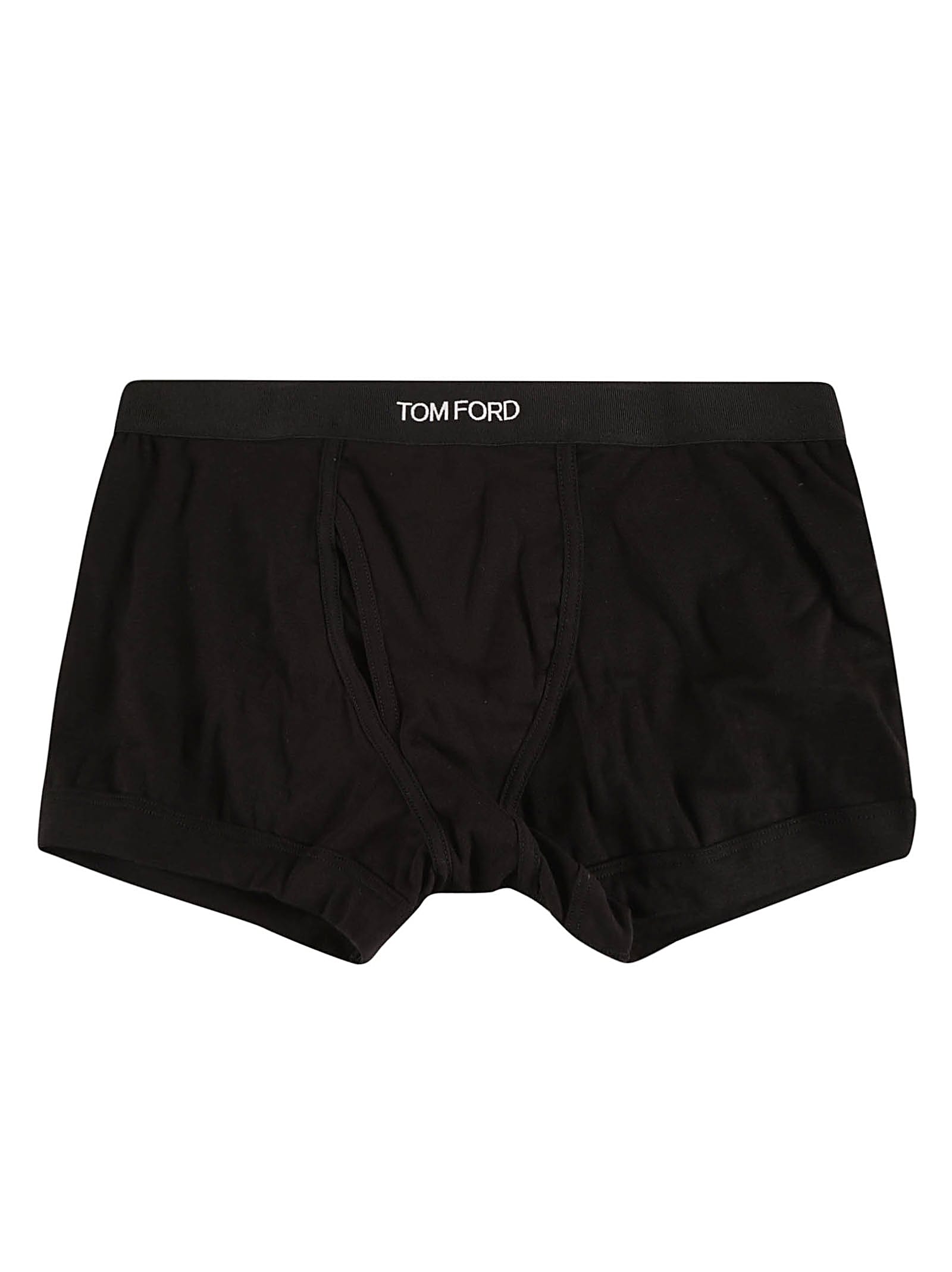 Shop Tom Ford Logo Waist Plain Boxer Shorts In Black