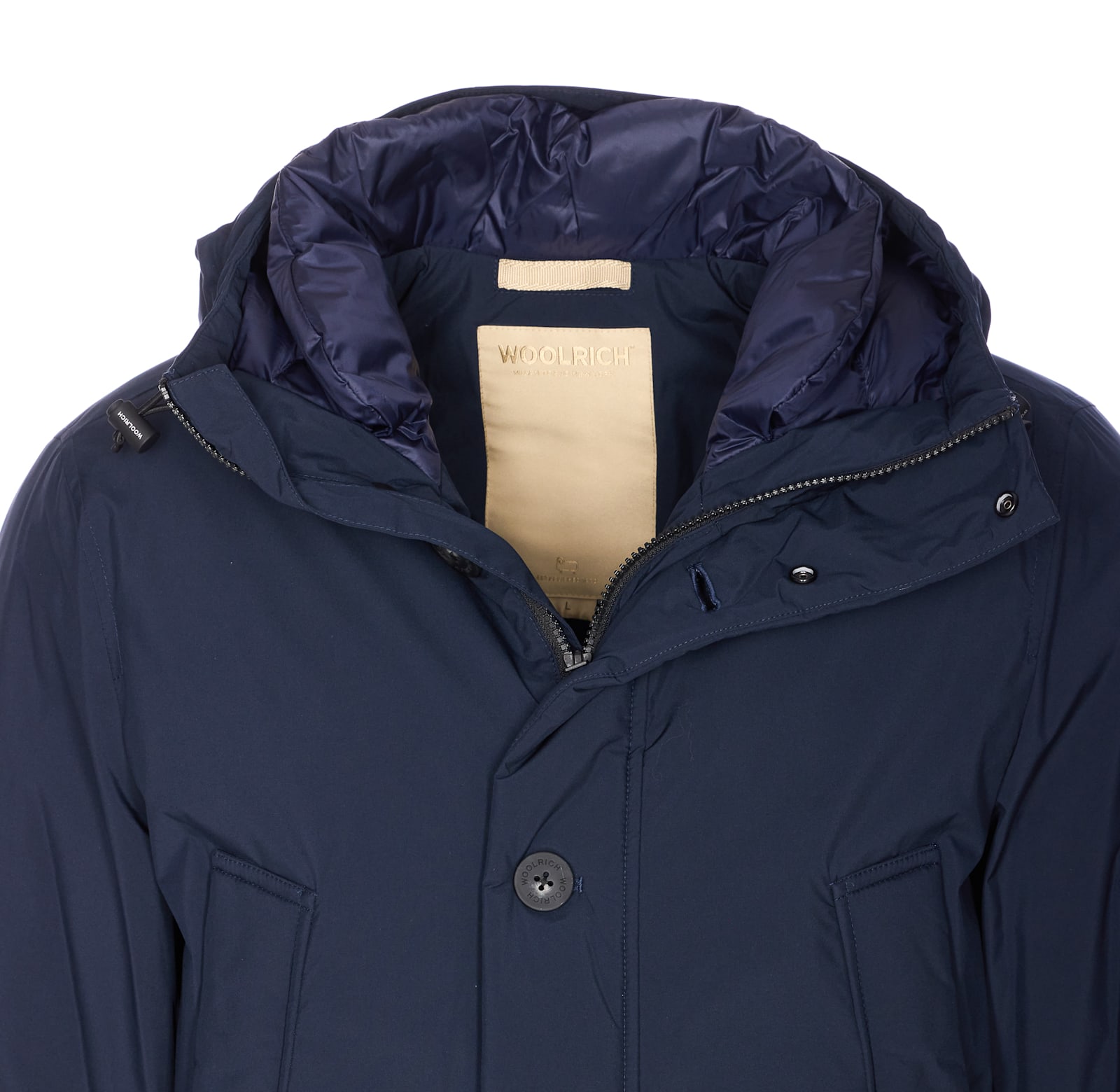 Woolrich Waterproof Nylon Parka With Duck Down Padding In Blue