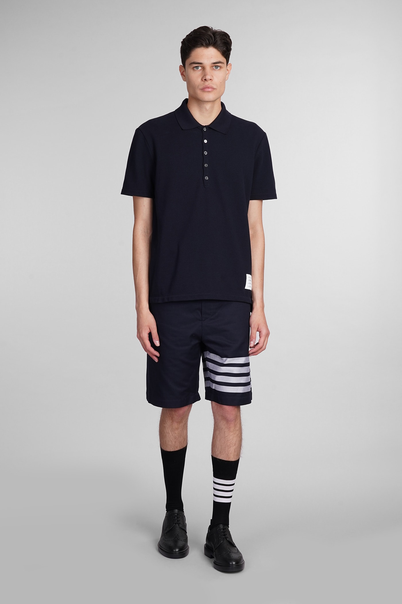 Shop Thom Browne Shorts In Blue Cotton