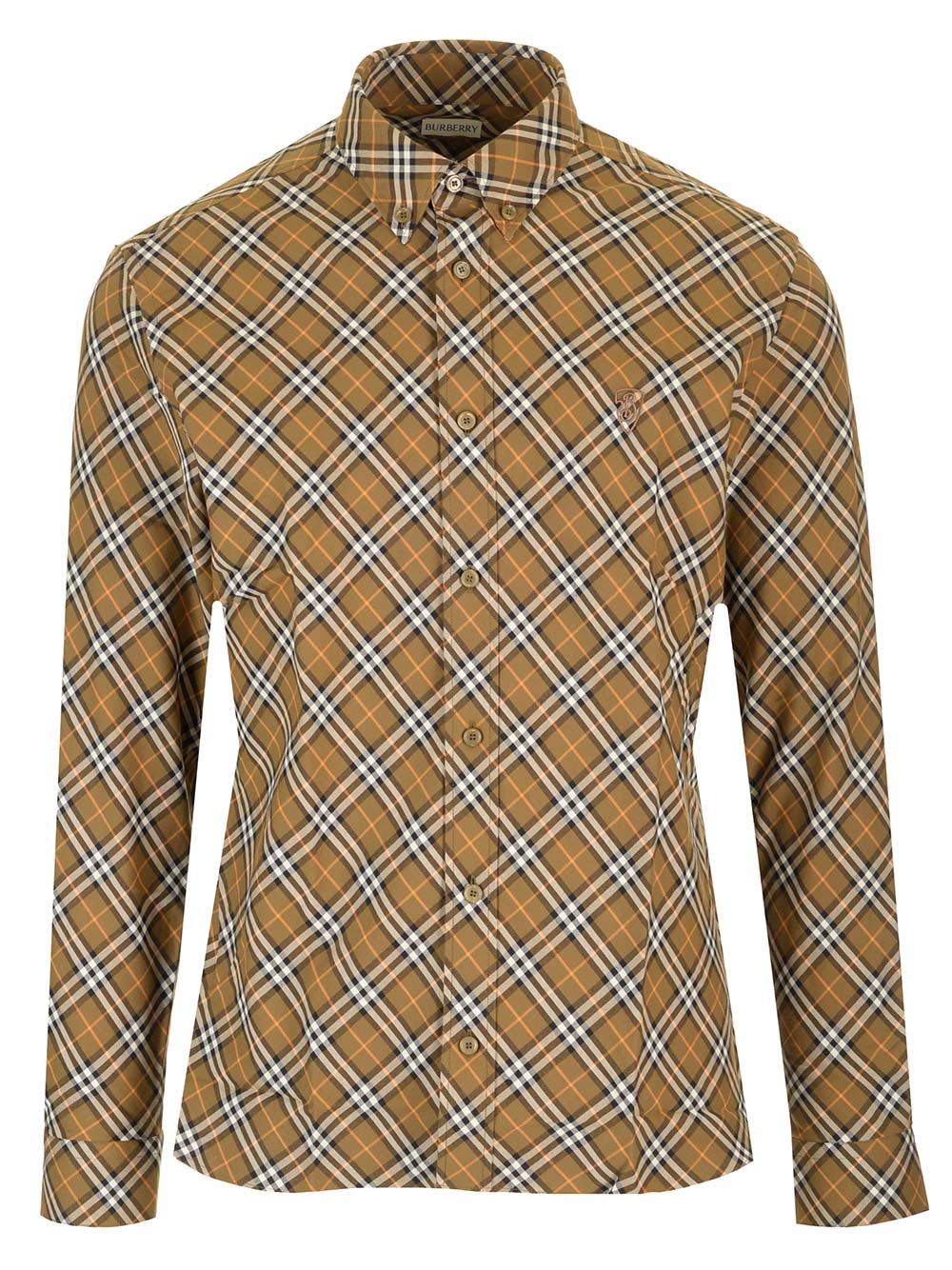 Shop Burberry Check Cotton Shirt In Green