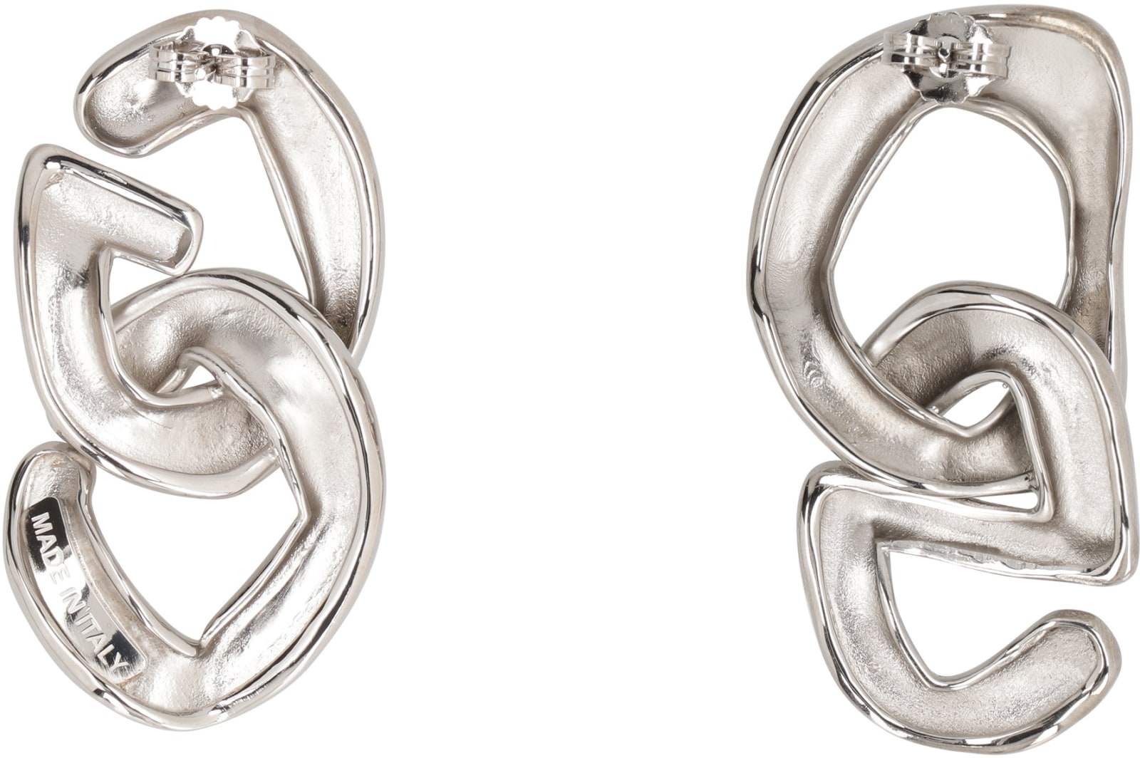 Gcds Maxi Chain Earrings With Logo In Silver