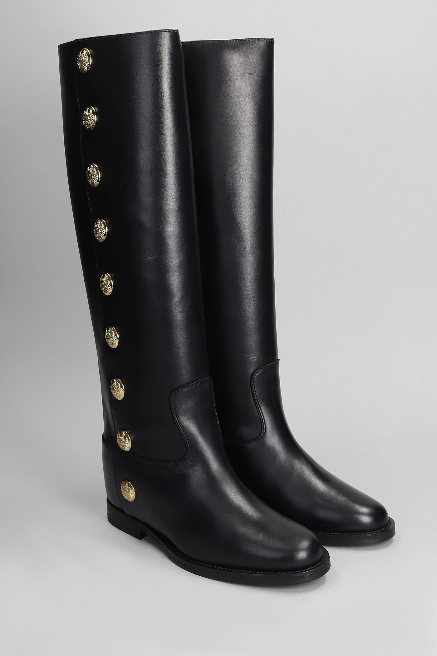 Via Roma 15 In Black Leather In Black